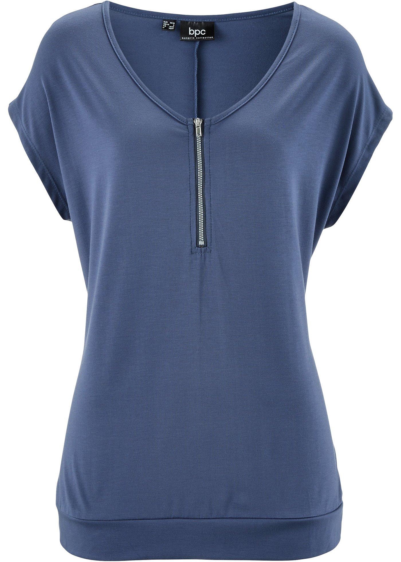 T-shirt avec zip, manches courtes