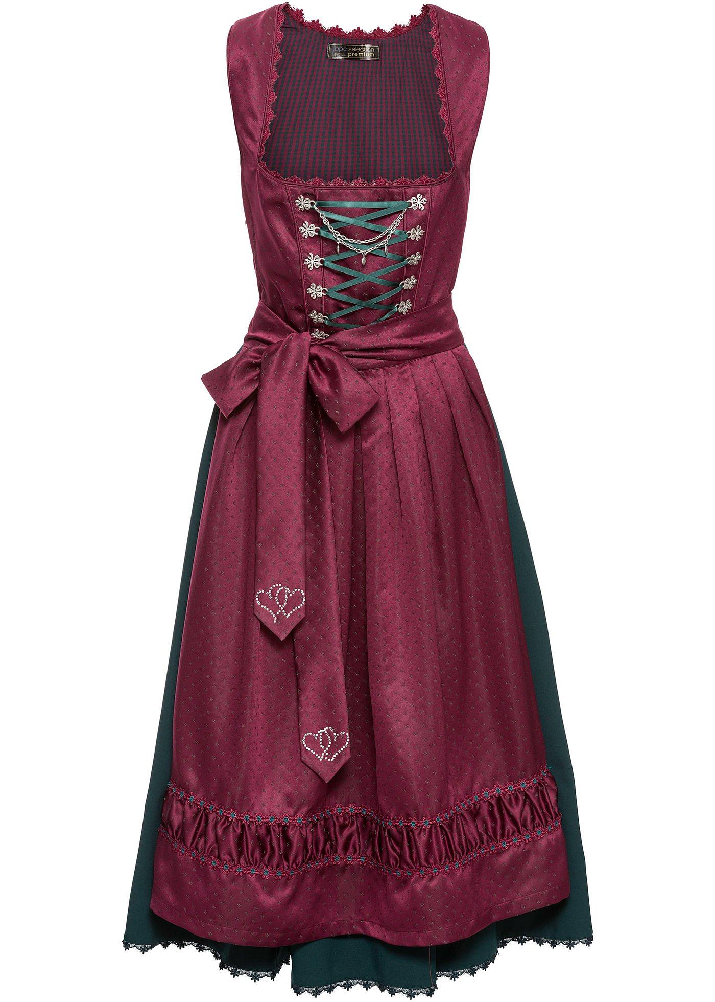 Image de Dirndl à tablier satin brodé (Ens. 2 pces.)