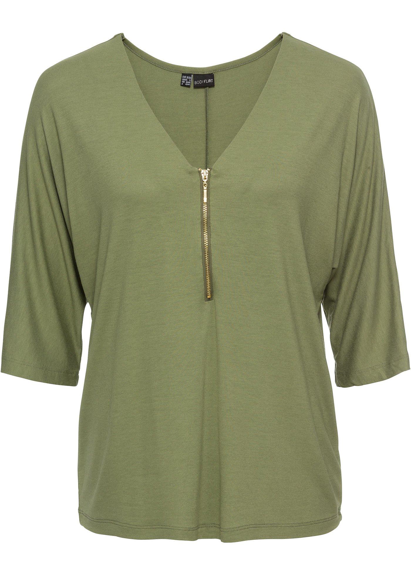 T-shirt manches chauve-souris avec zip