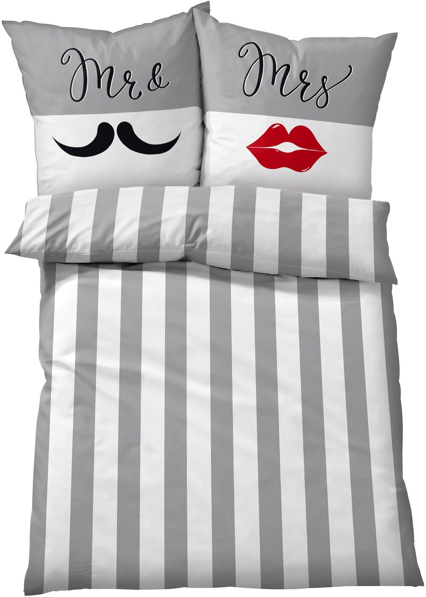 Parure de lit à imprimé Monsieur & Madame