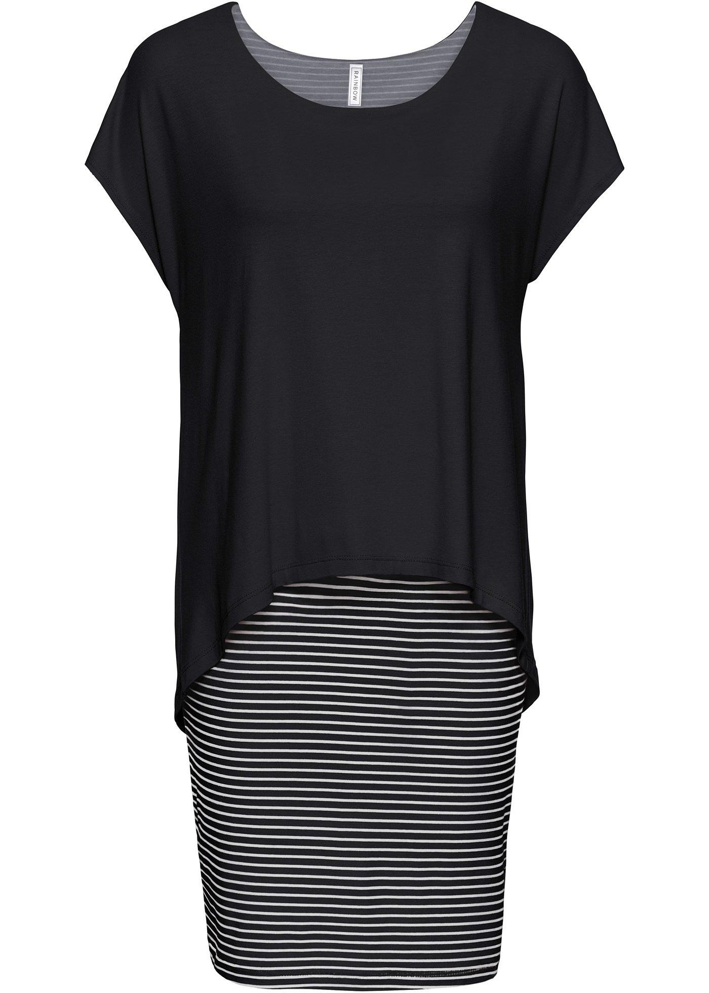 Robe en jersey avec jupe rayée