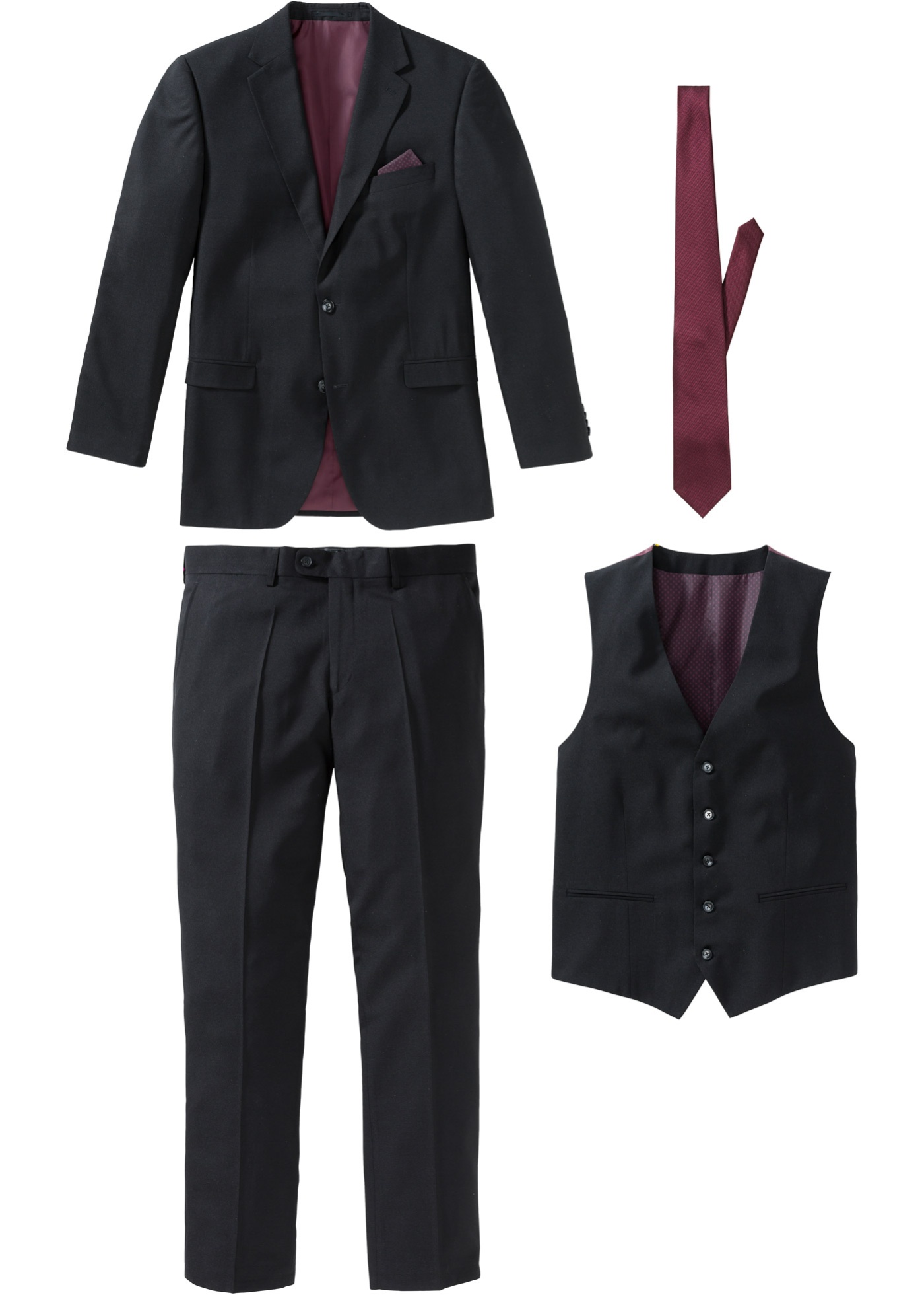 costume 4 pièces : veste, pantalon, gilet, cravate