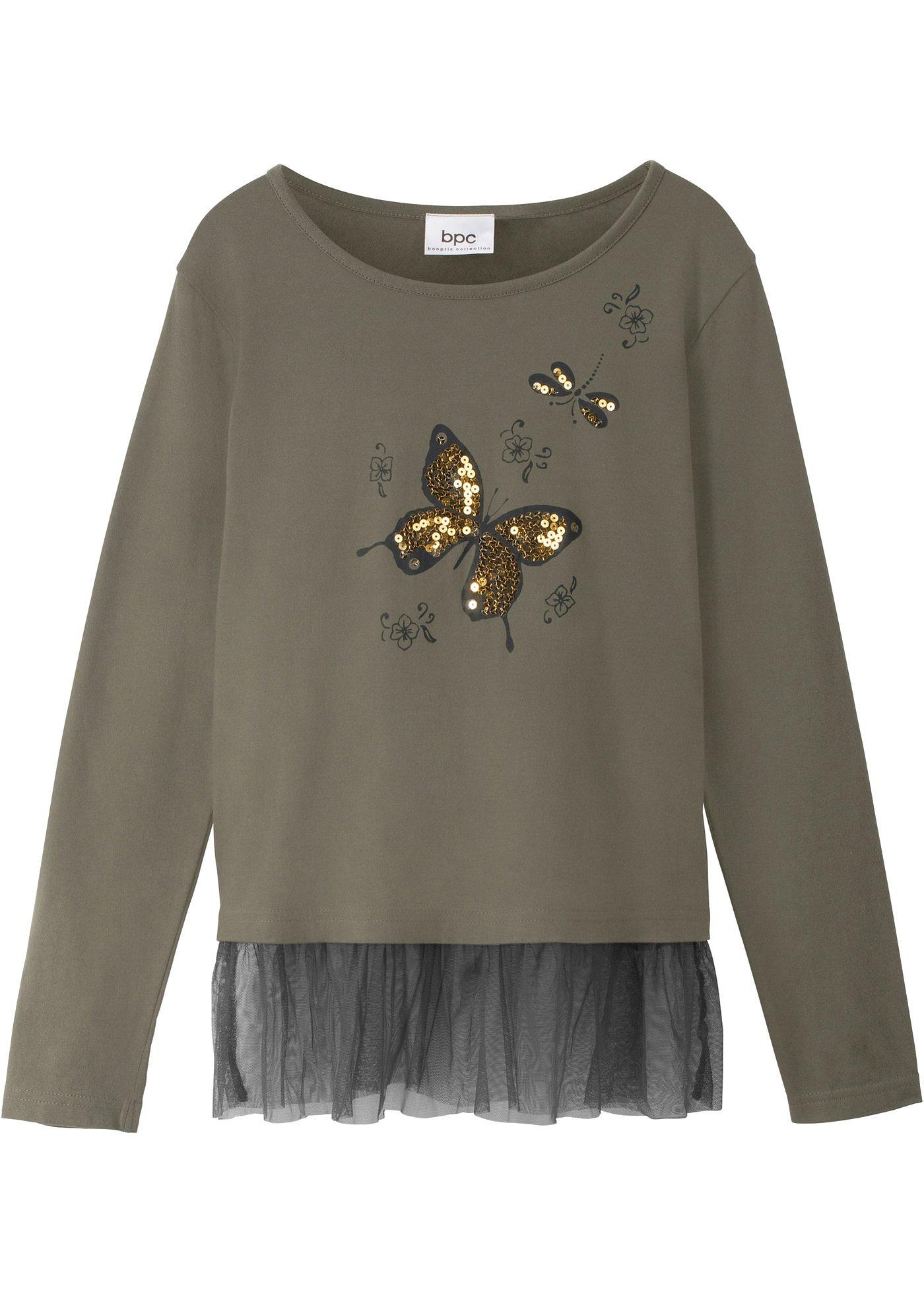 T-shirt fille à manches longues avec tulle