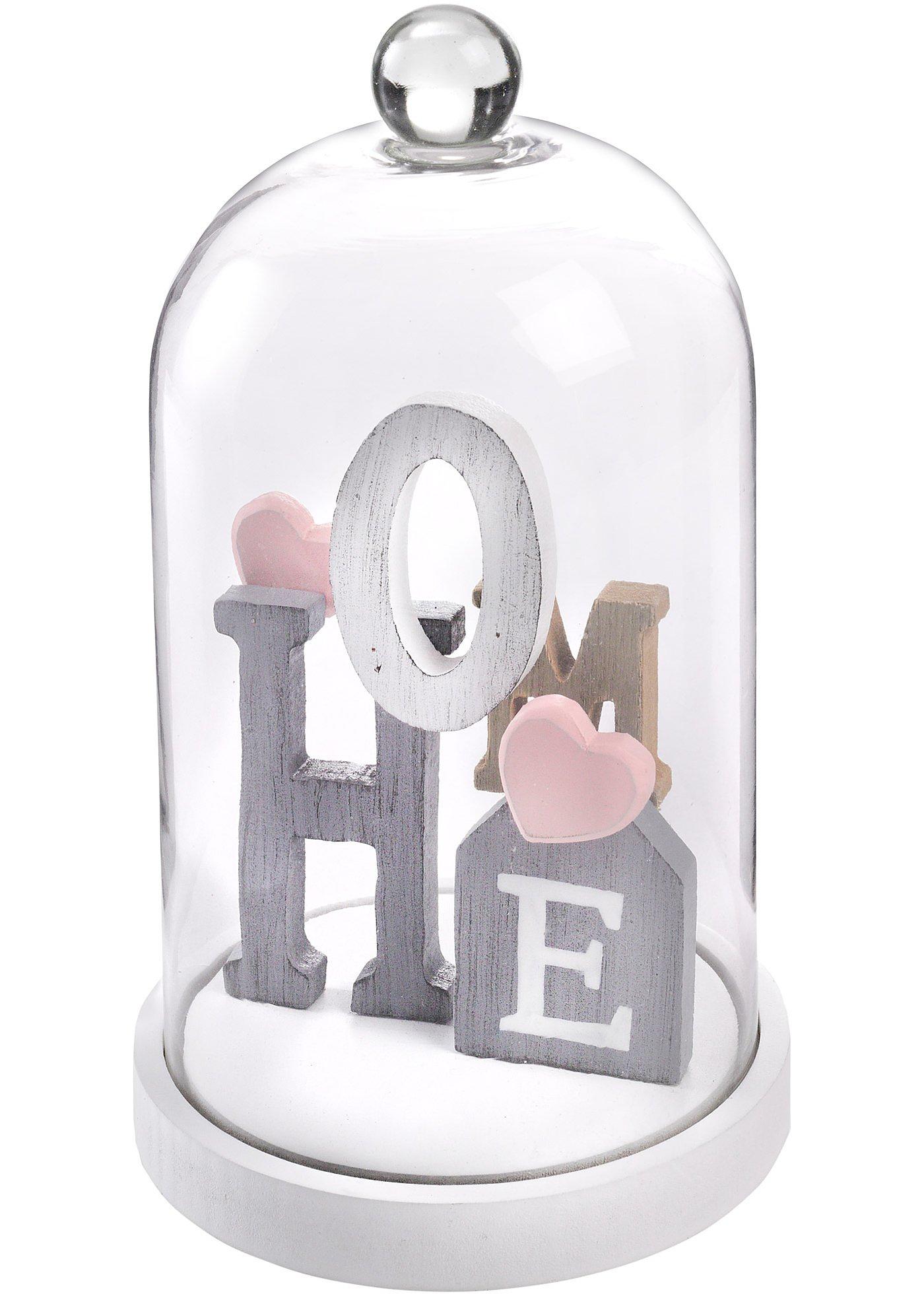 Décoration en bois avec cloche en verre