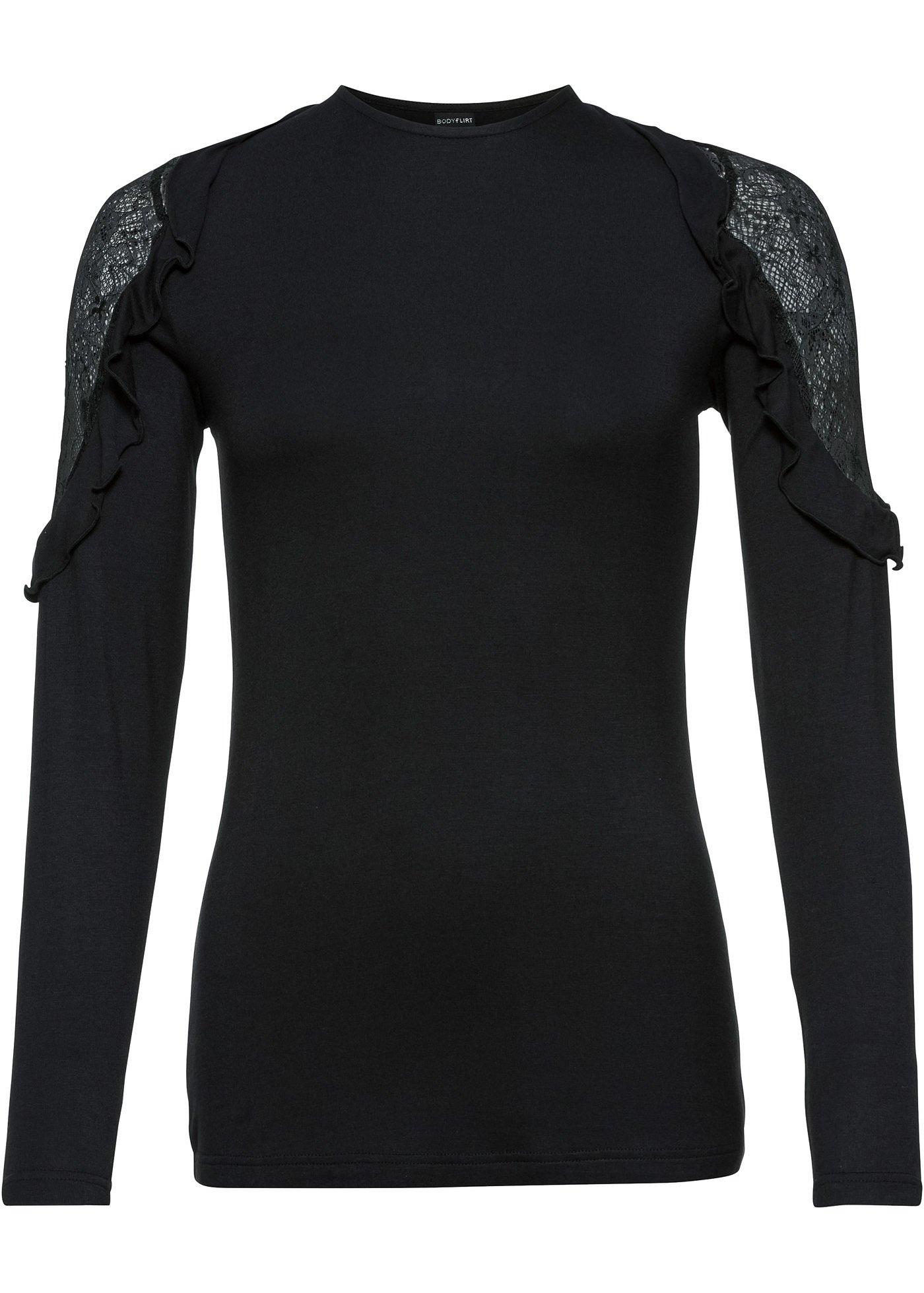 T-shirt manches longues à dentelle