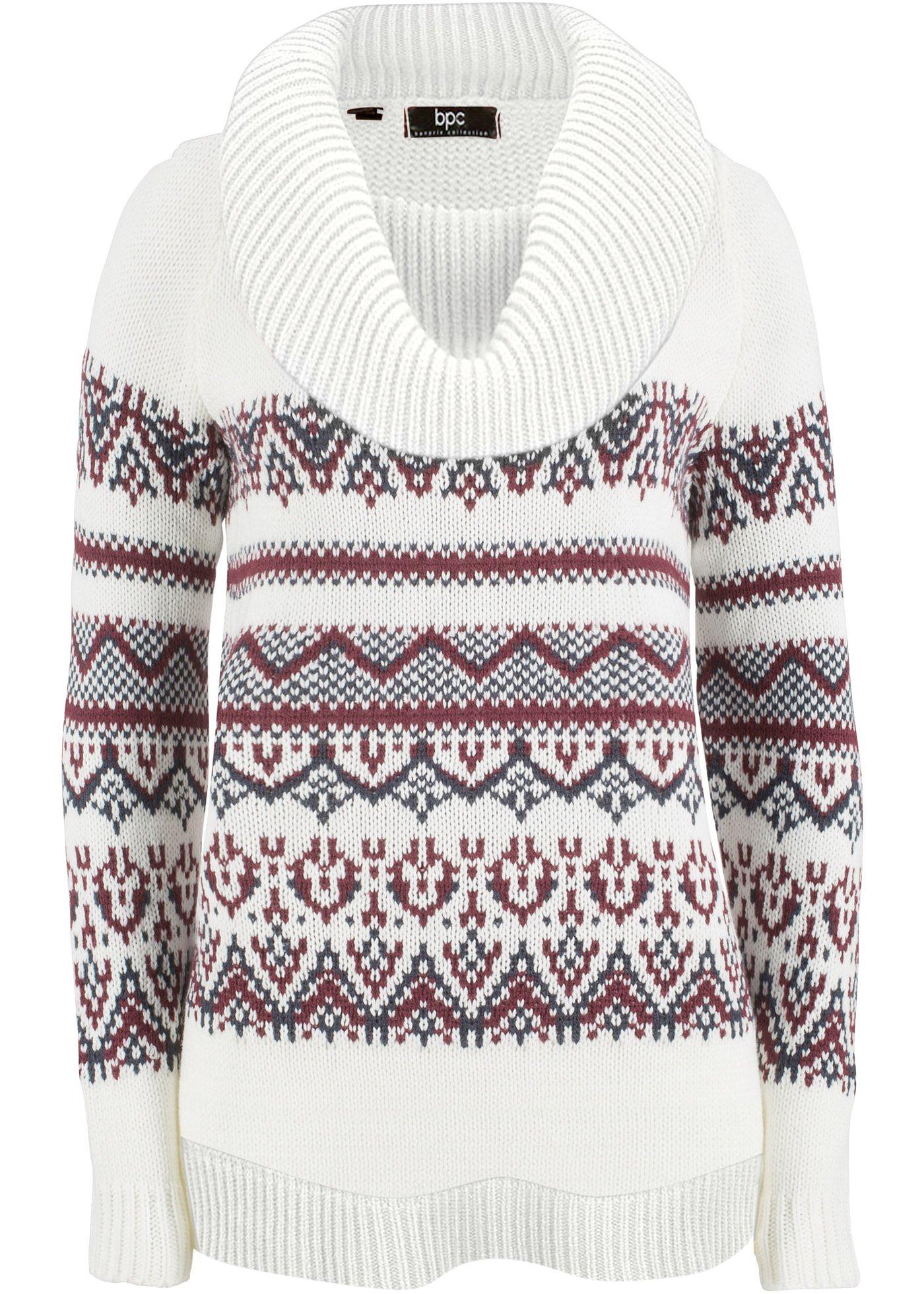 Pull norvégien à col roulé ample, trapèze