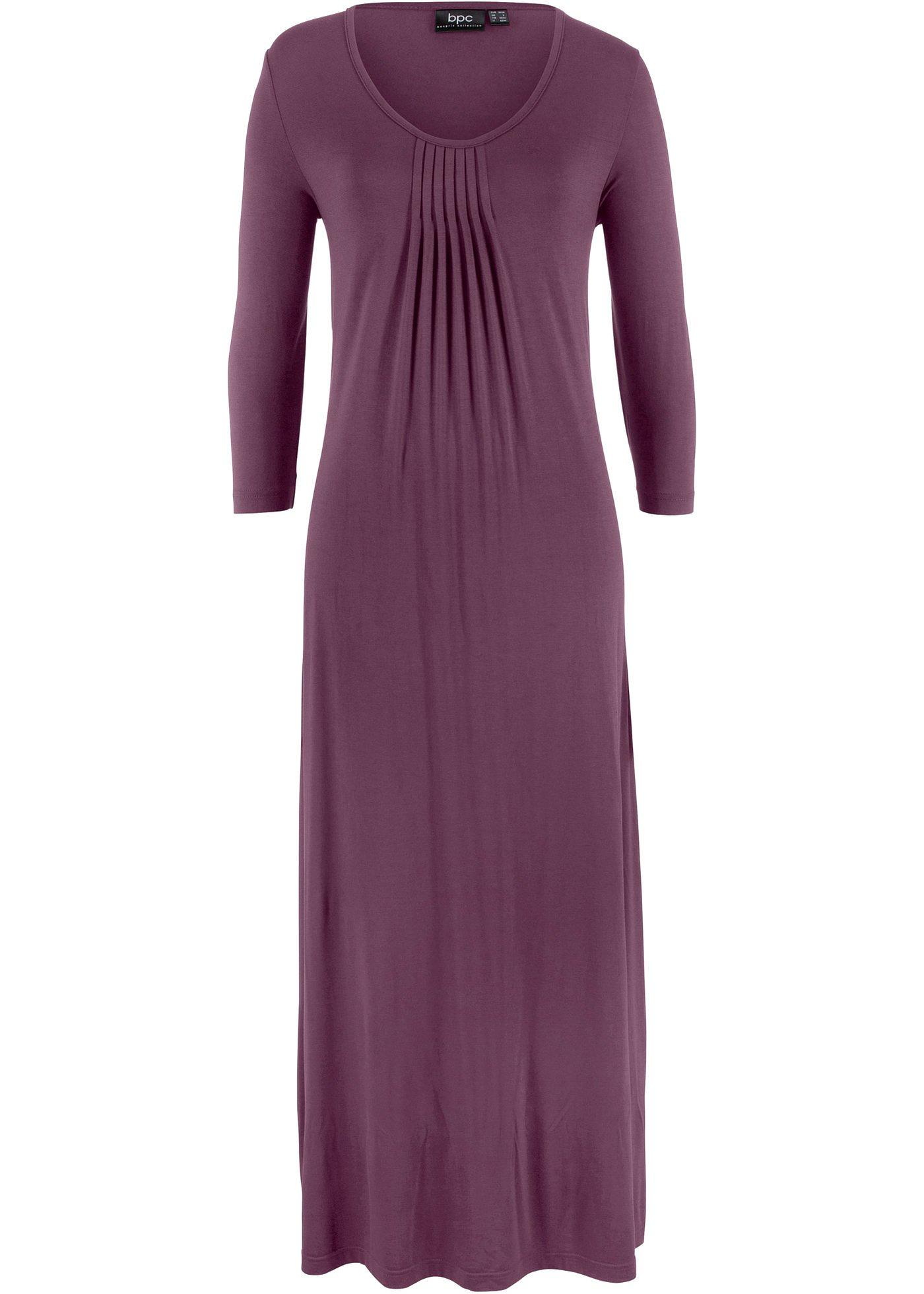 Robe longue extensible trapèze, manches 3/4