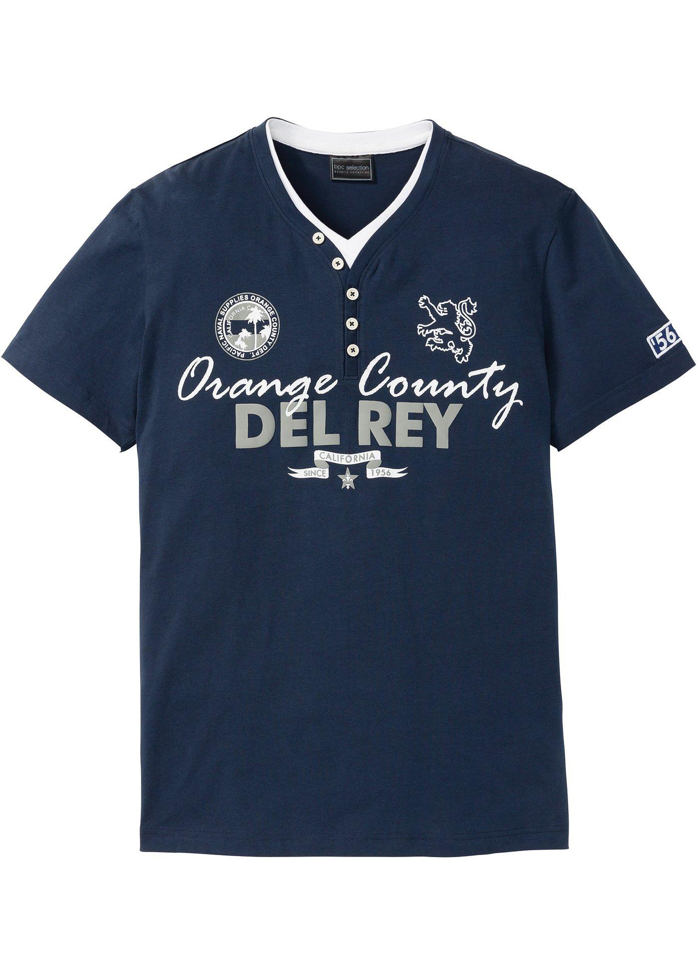 T-shirt 2 en 1, col Henley, manches courtes