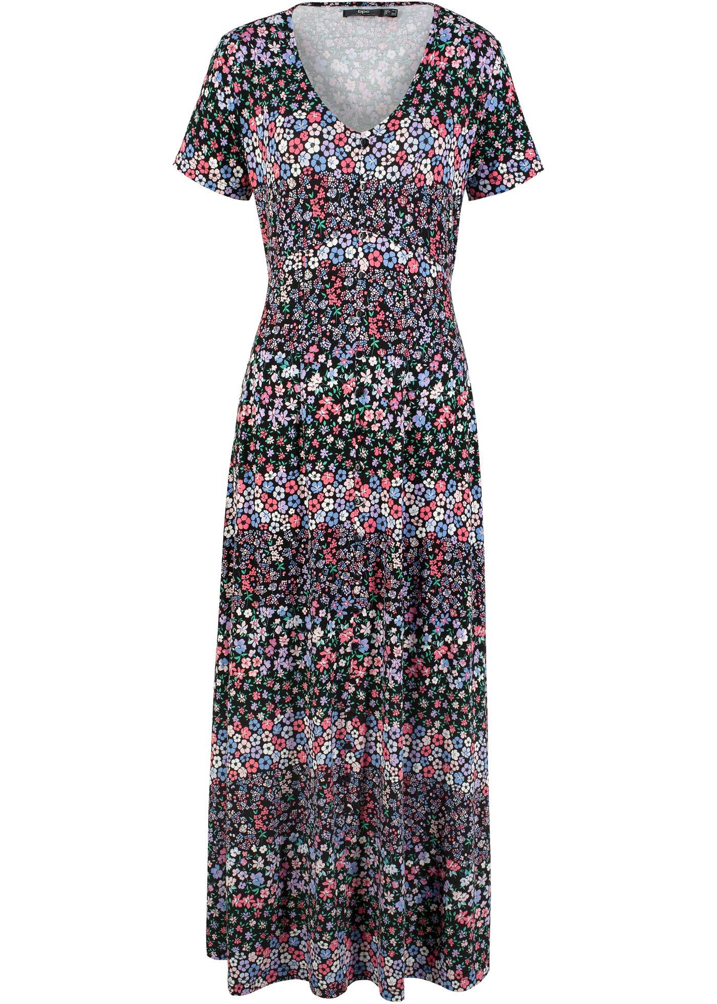 Robe longue en jersey manches courtes