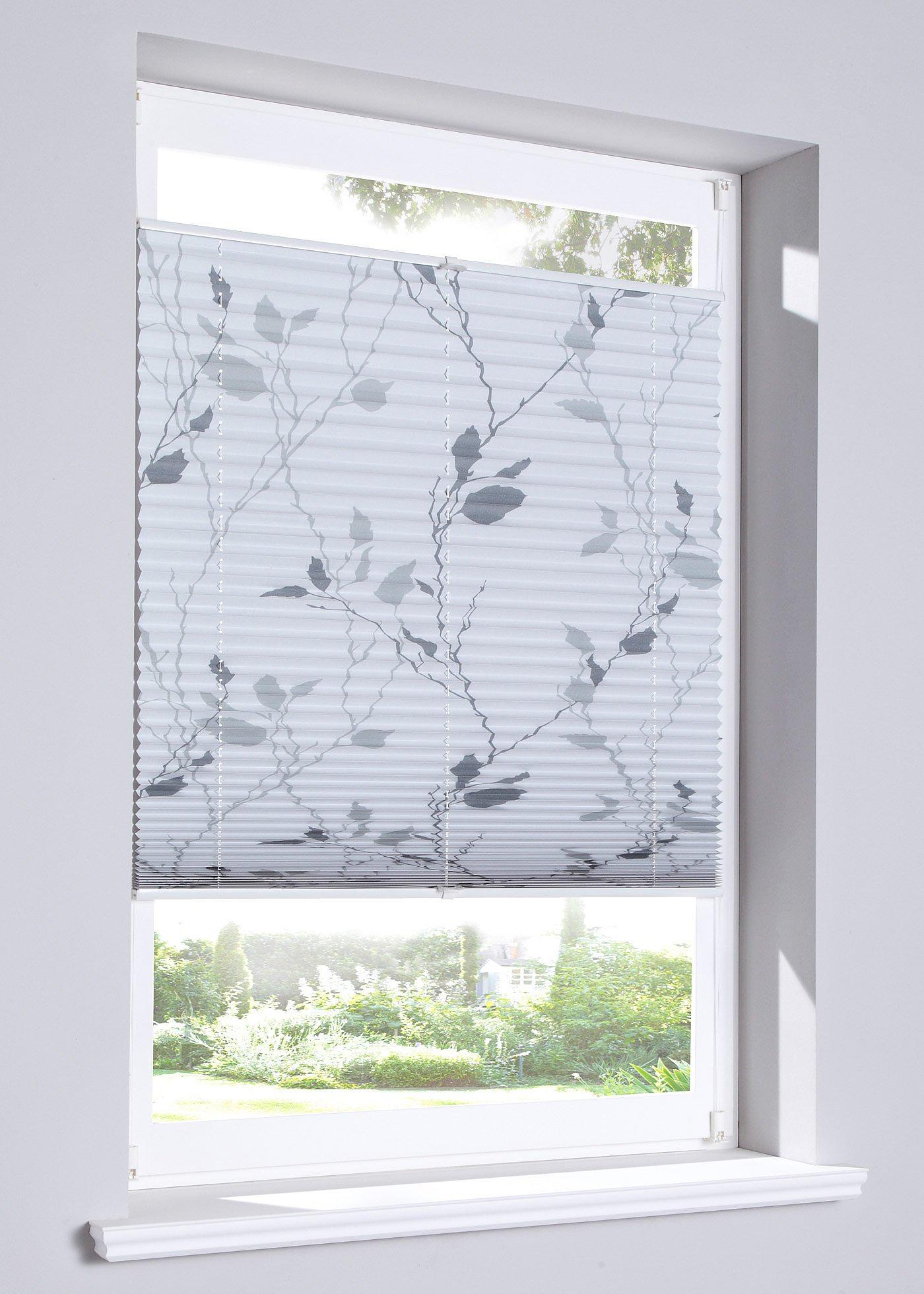 Store plissé occultant motif sarment floral