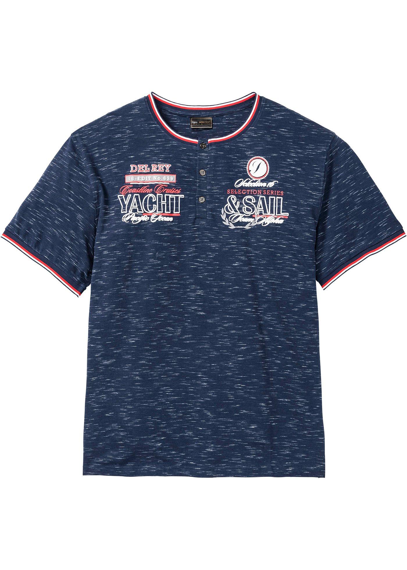 T-shirt col Henley à décorations soignées