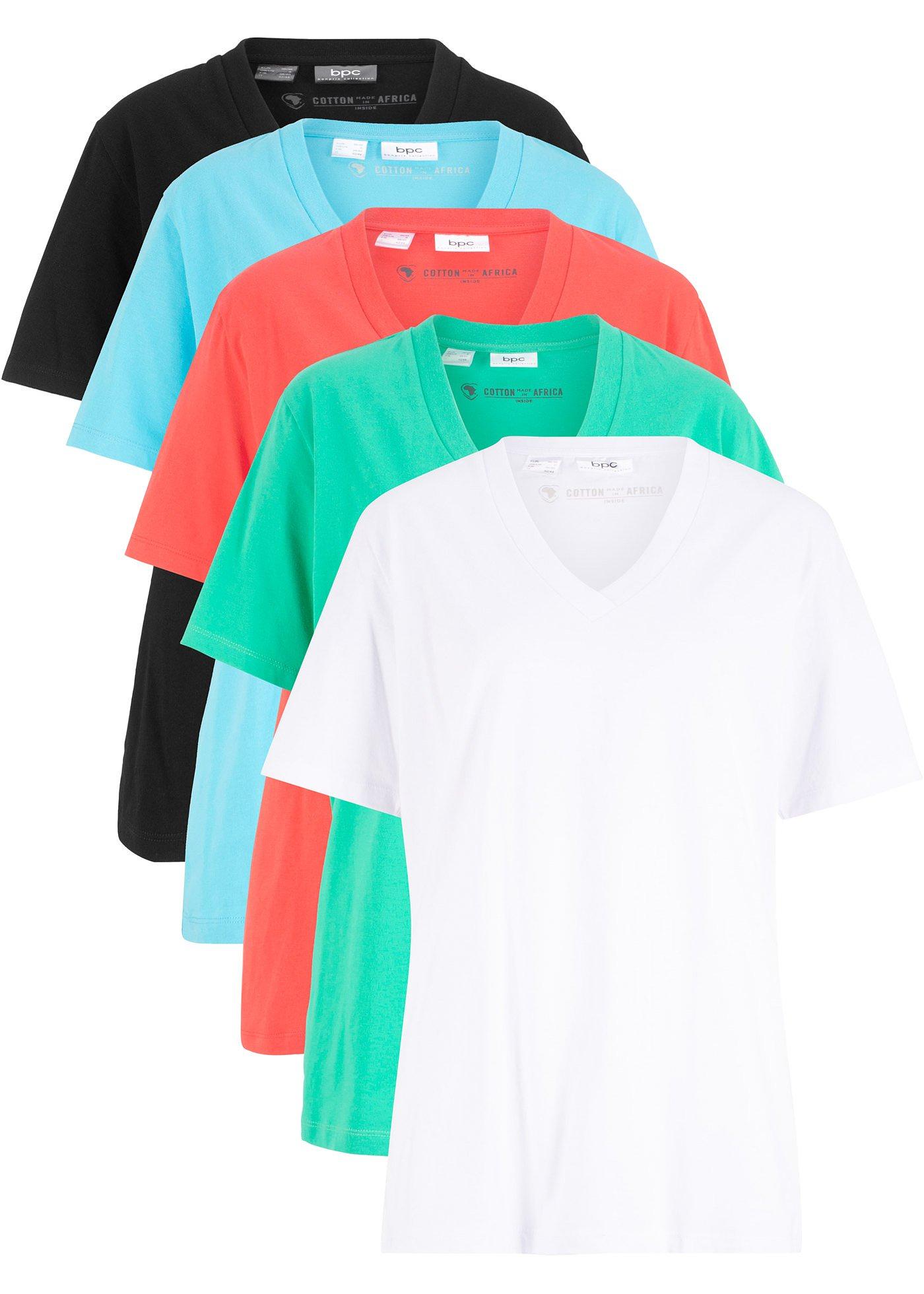 Lot de 5 t-shirts longs avec col en V, manches courtes