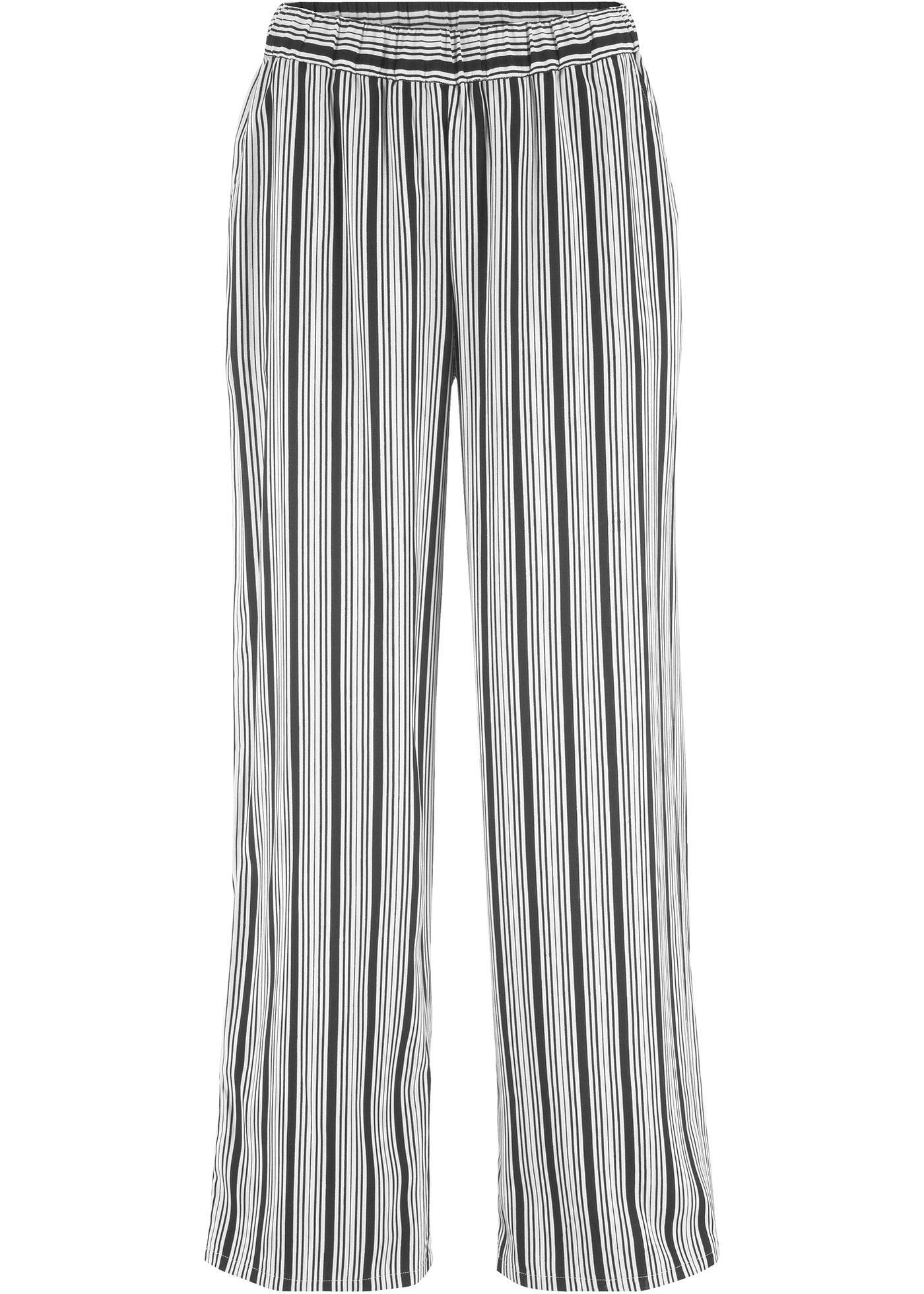 Pantalon à enfiler avec tour de taille élastique et jambes larges en viscose