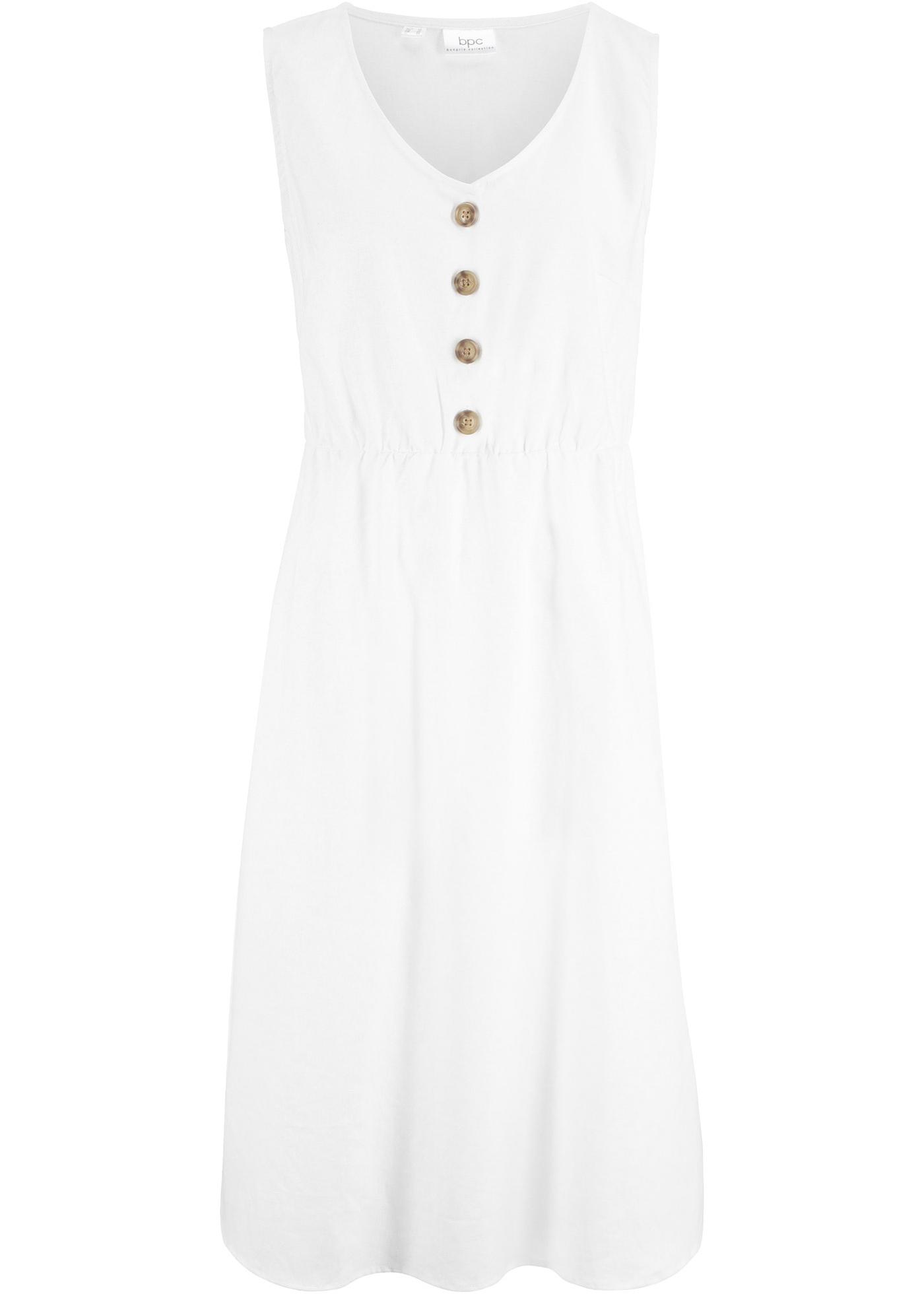 Robe midi en lin à patte de boutonnage