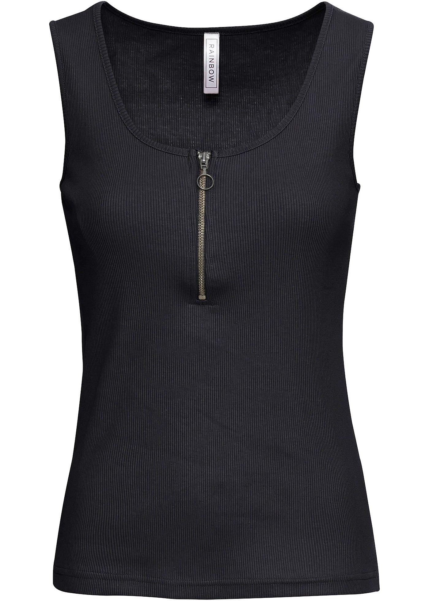 Top côtelé zippé