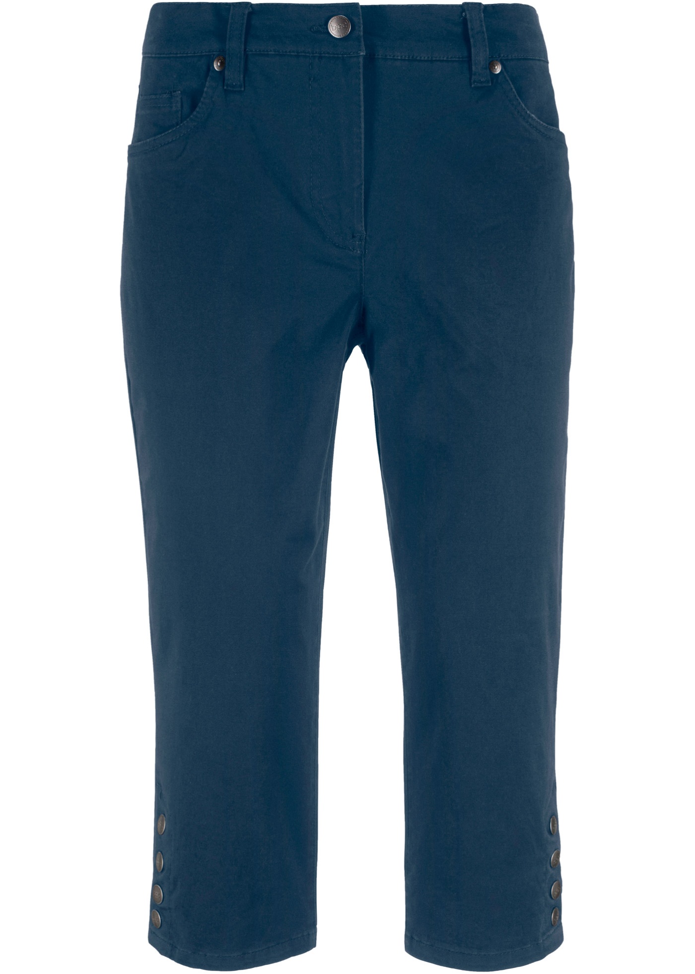 pantalon corsaire extensible avec empiècement taille confortable et boutons