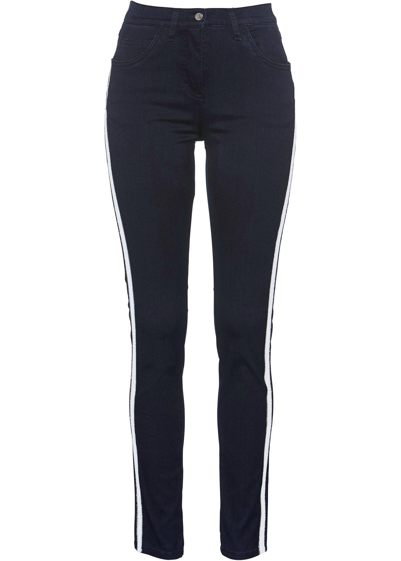 Jean extensible à galon strassé