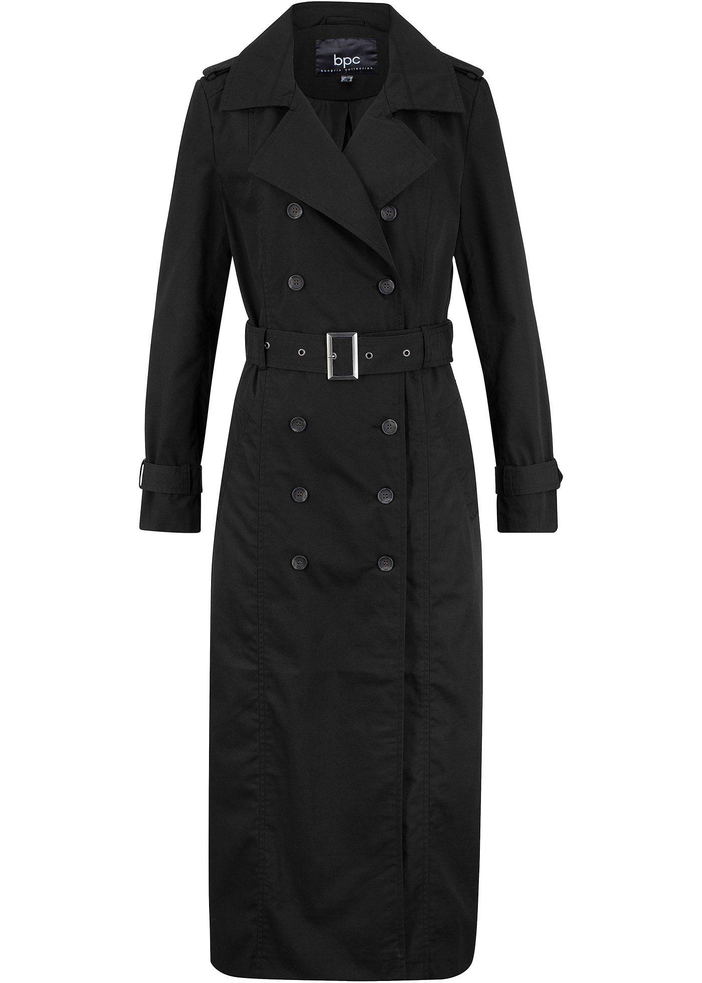 Trench-coat long ceinturé à la taille
