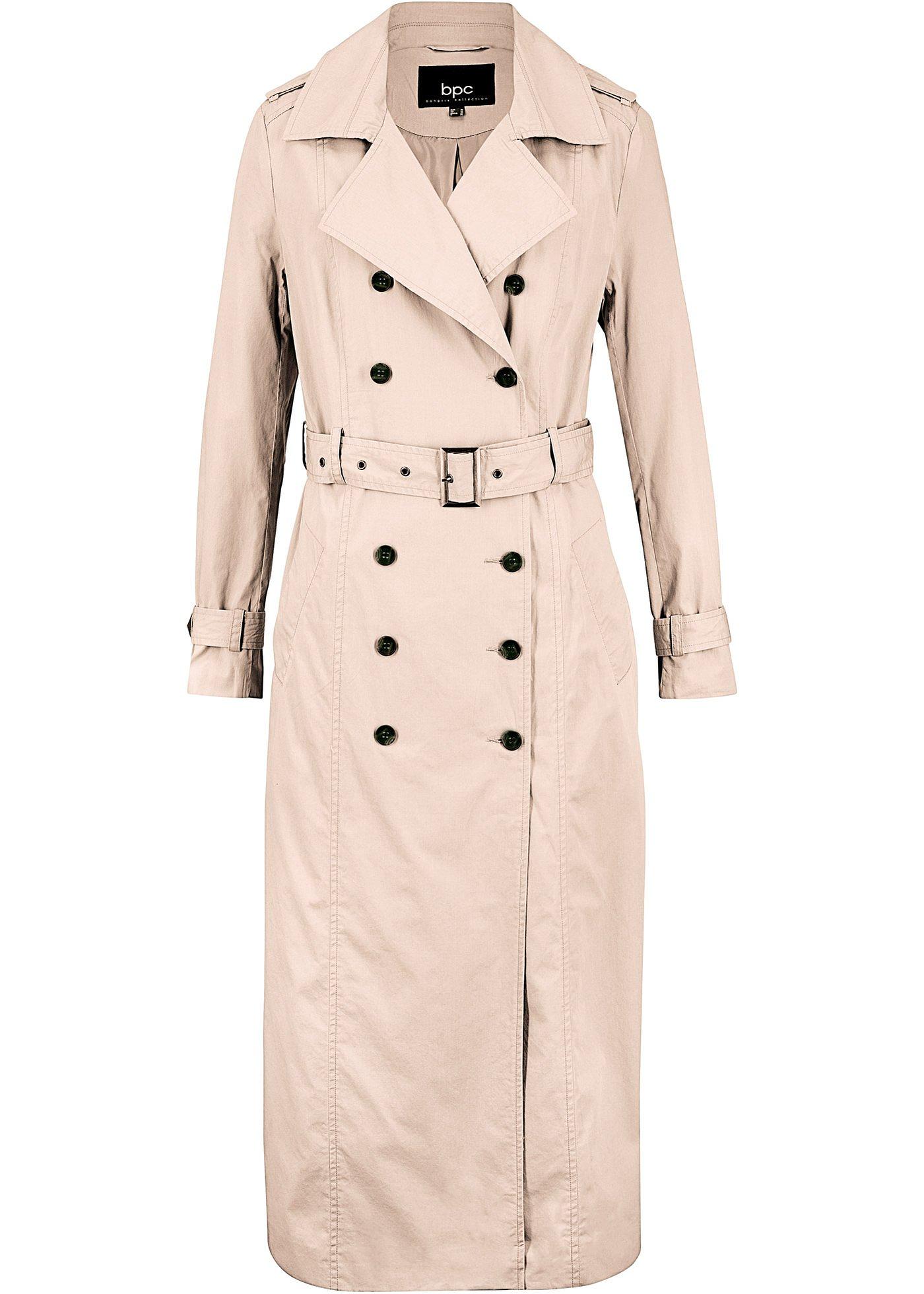 Trench-coat long ceinturé à la taille