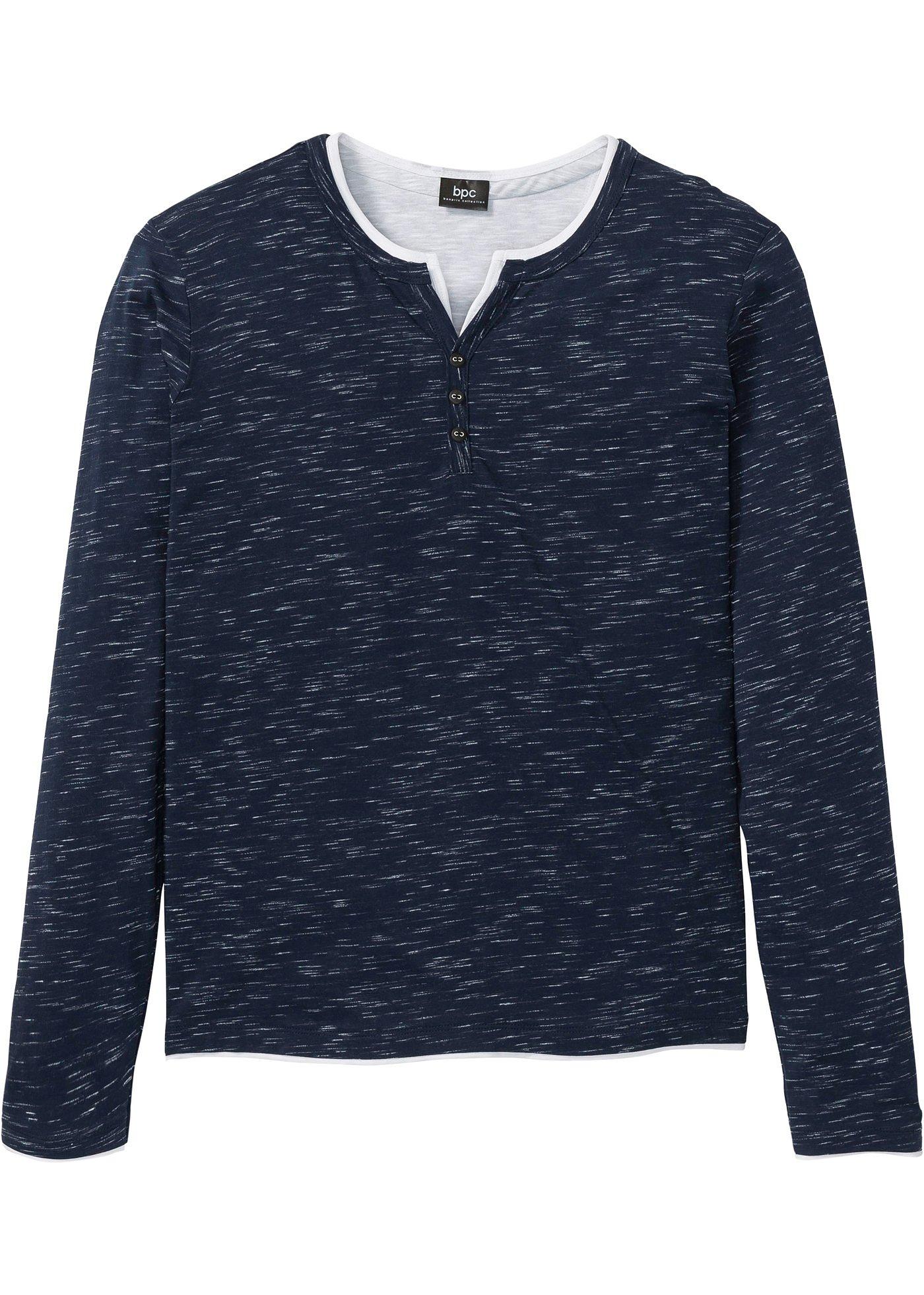 T-shirt col Henley style 2 en 1