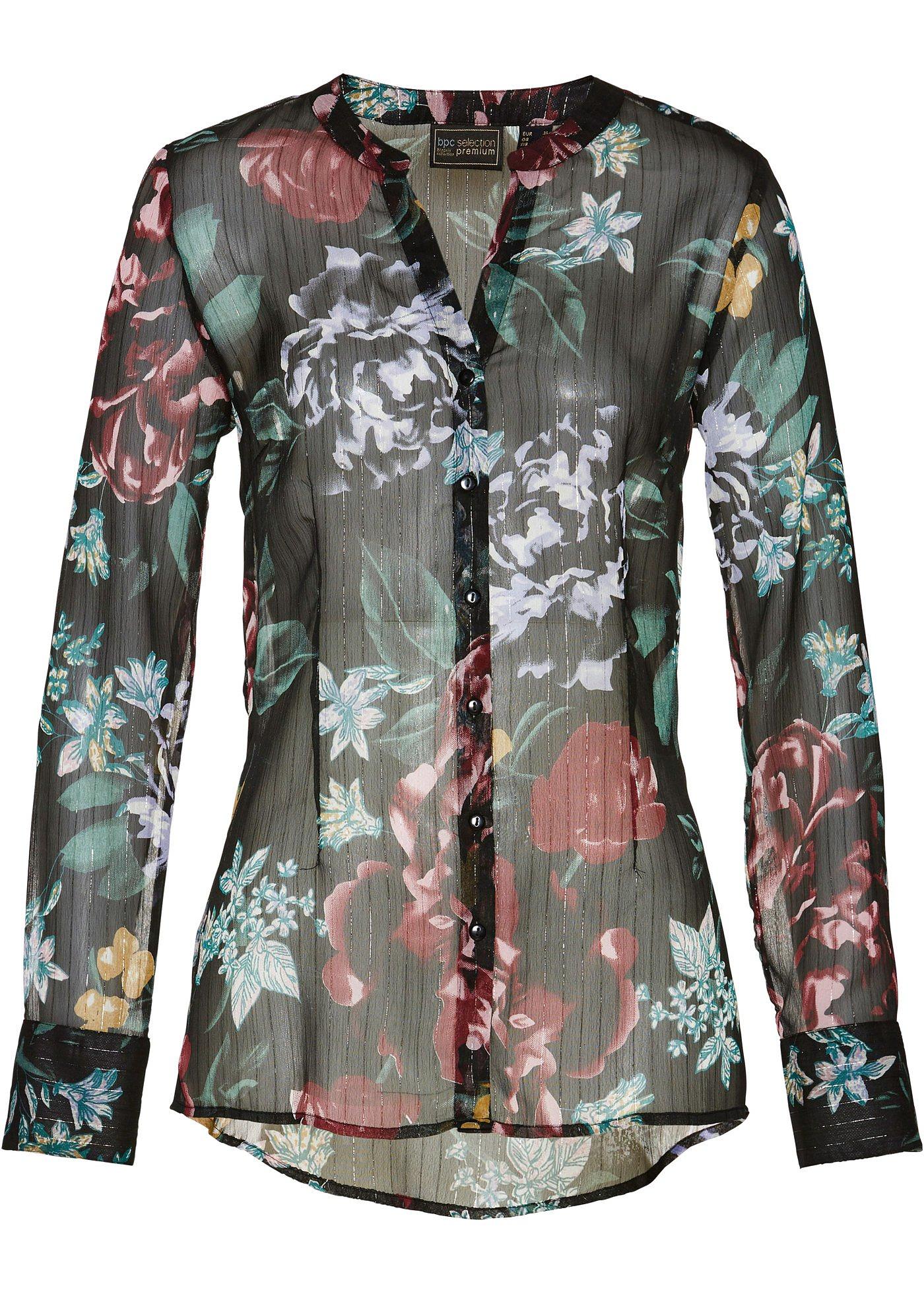 Chemisier en chiffon avec rayures tissées en Lurex