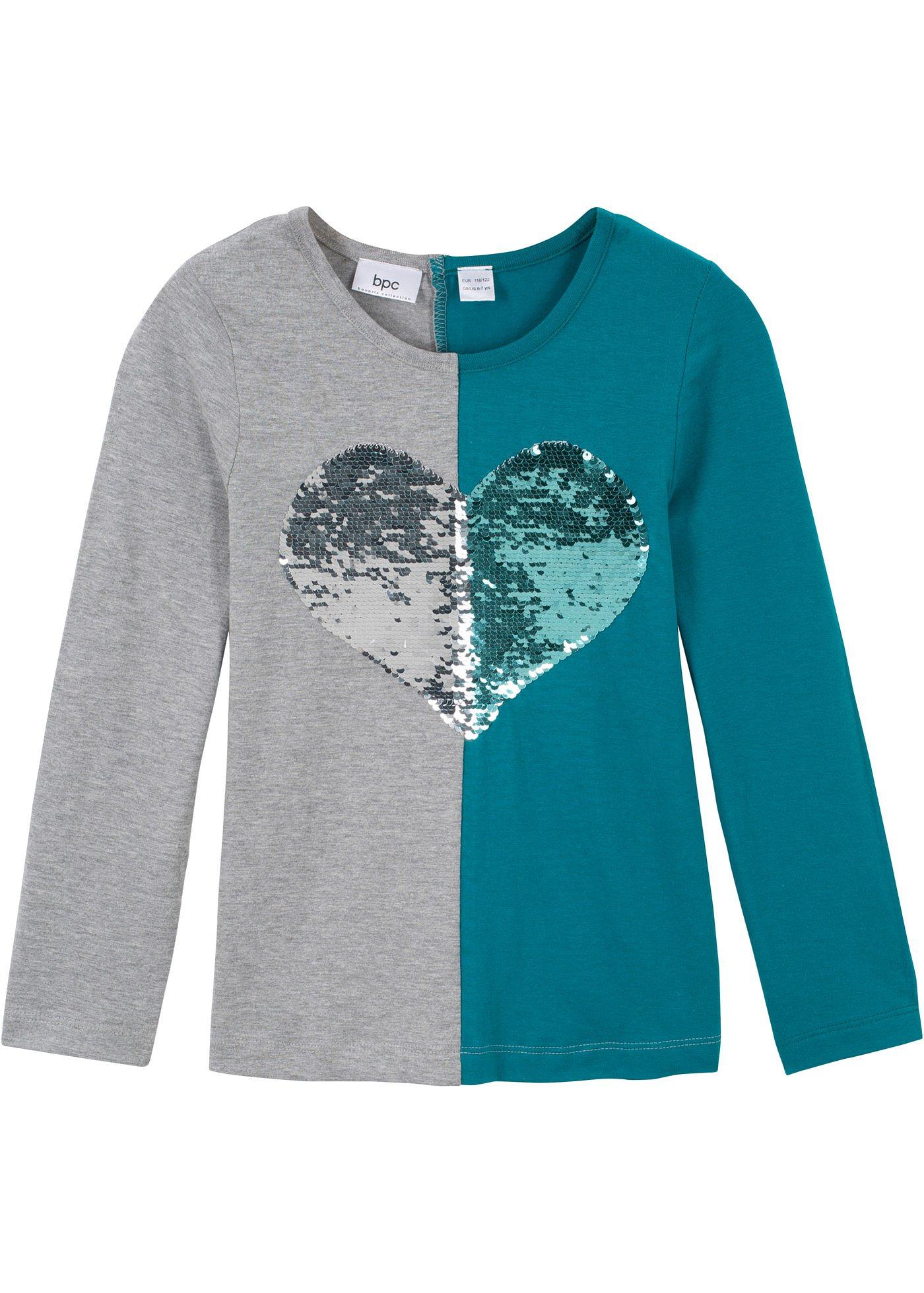 T-shirt manches longues fille avec paillettes réversibles