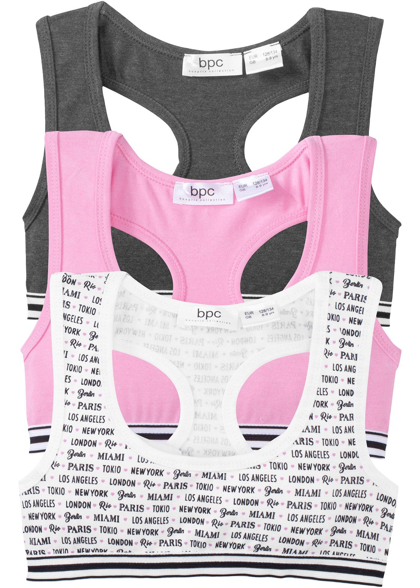 Lot de 3 brassières fille en coton bio