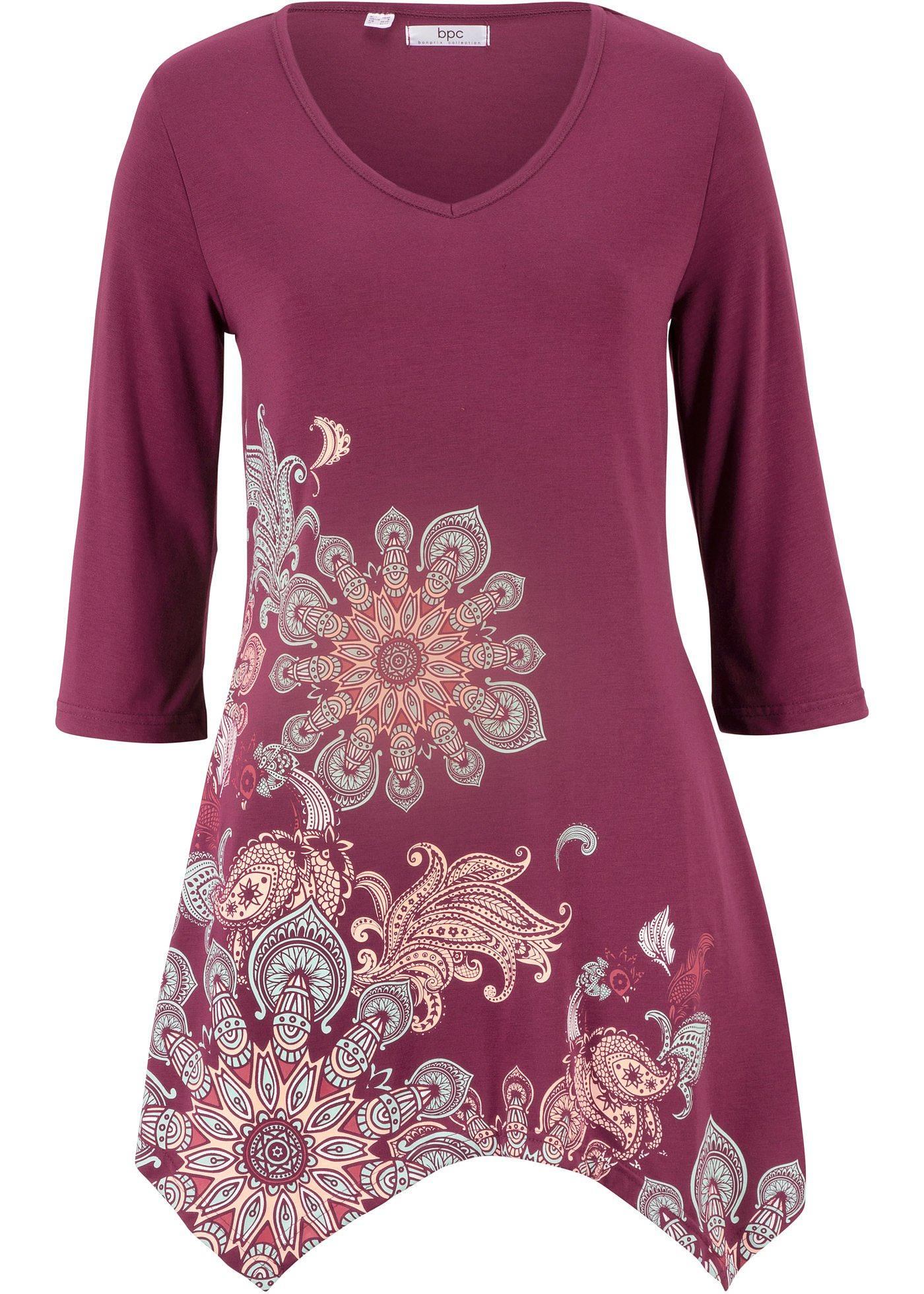 T-shirt long à pans et manches trompettes