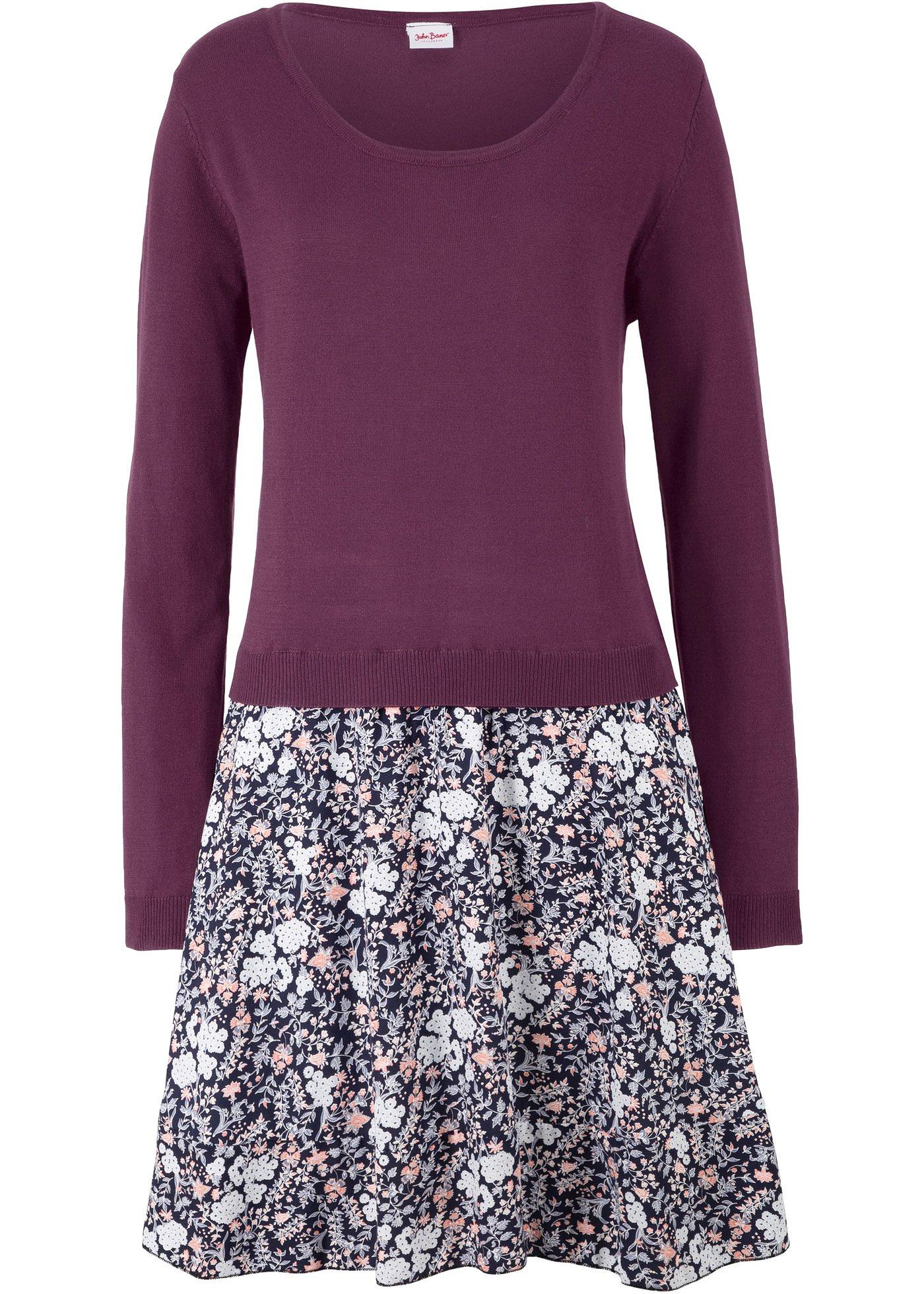 Robe en maille style 2en1, manches longues