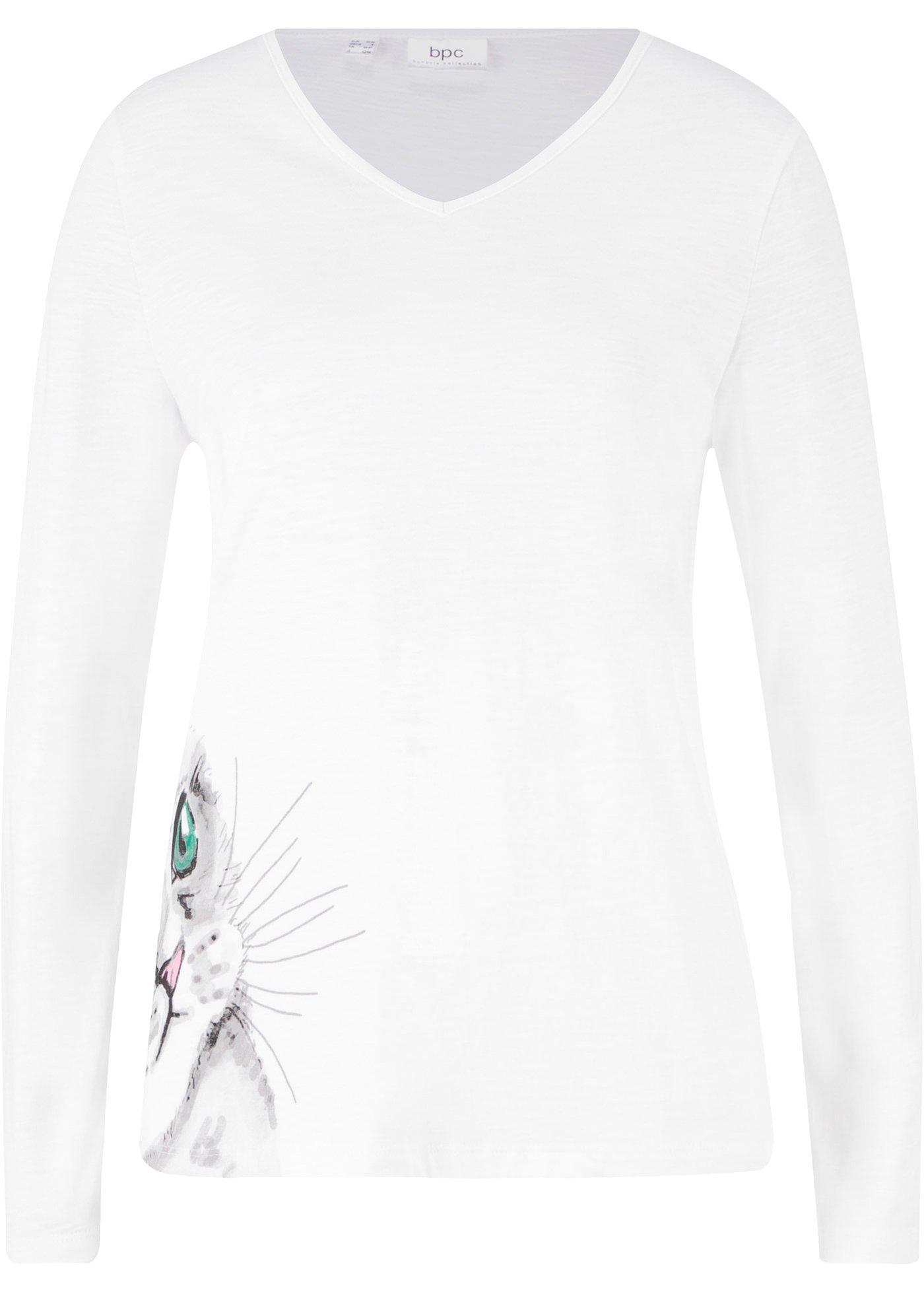 T-shirt manches longues à imprimé chat