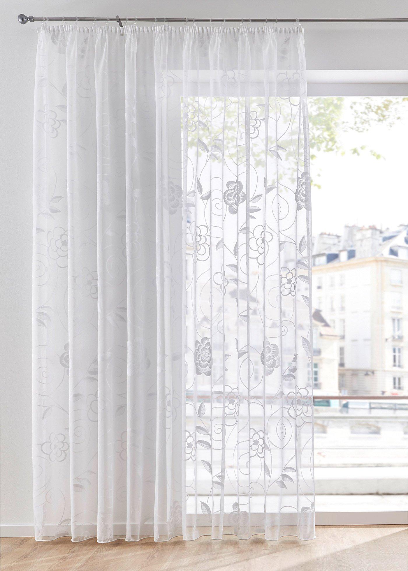 Voilage jacquard à fleurs