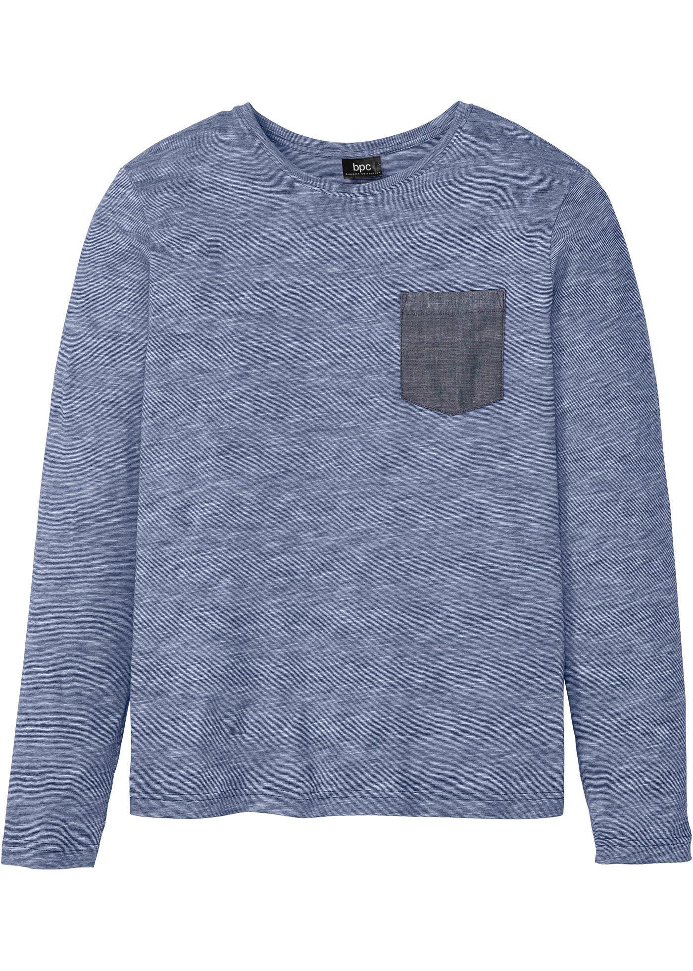T-shirt manches longues avec poche chambray