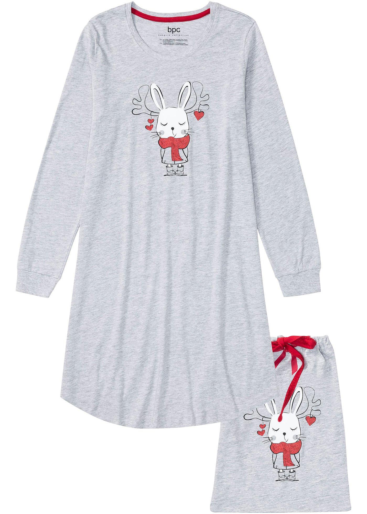 Chemise de nuit avec pochette cadeau coton bio