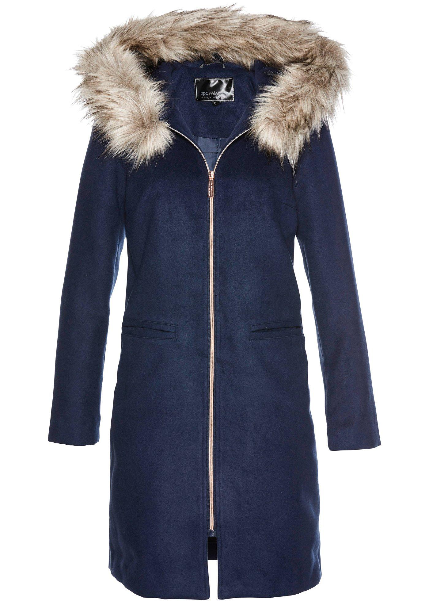 Manteau court à col en fausse fourrure