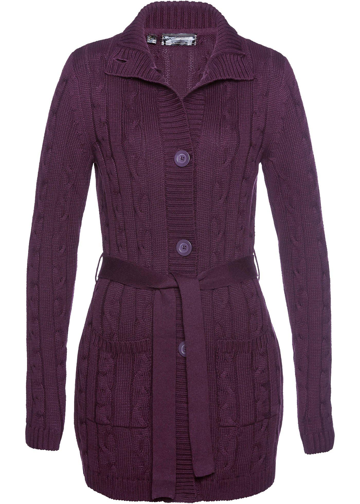 Gilet long en maille à motif torsadé