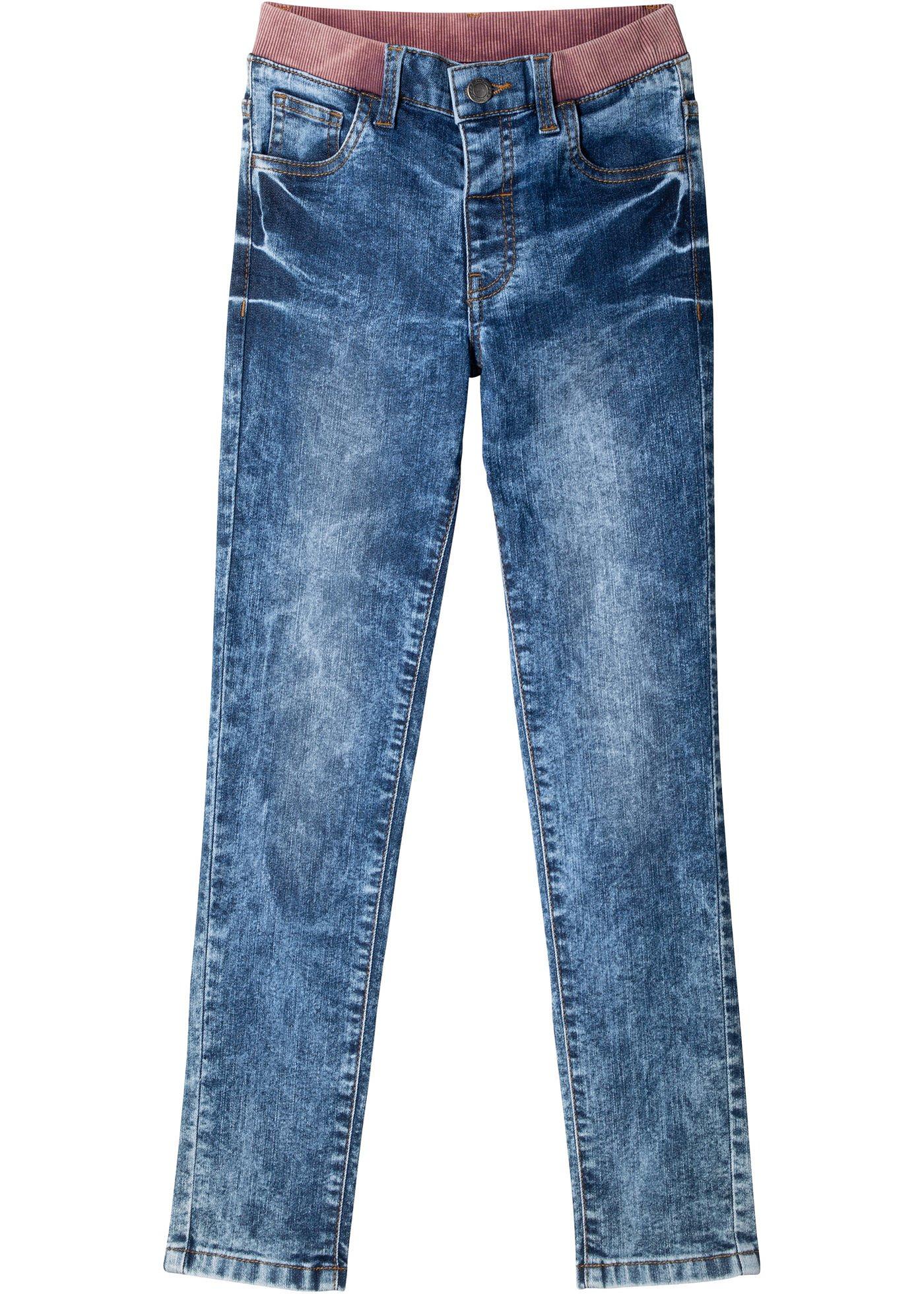 Jean fille à empiècement taille côtelé