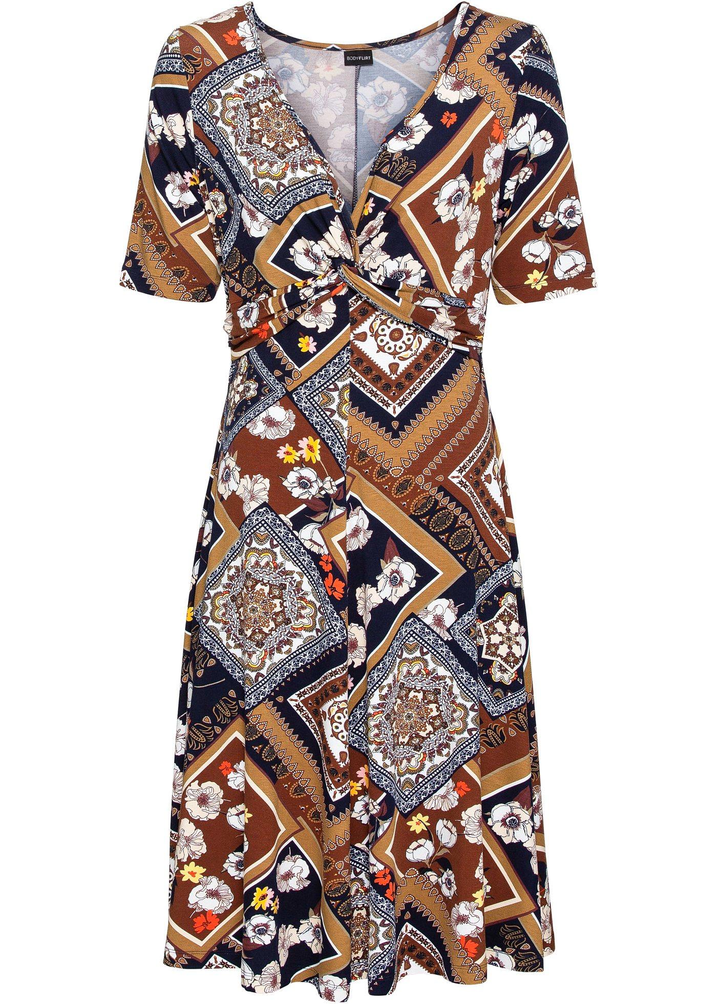 Robe en jersey imprimée avec drapé