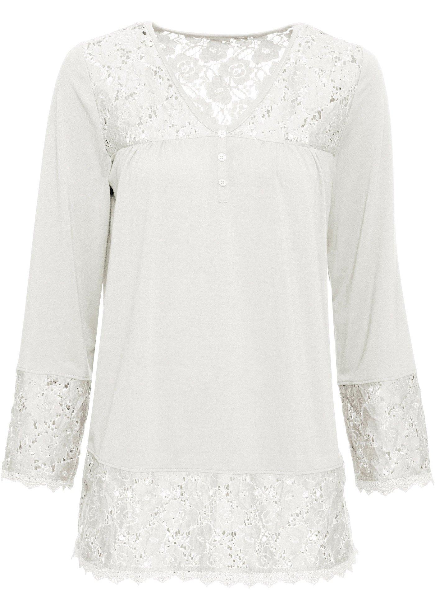 T-shirt manches longues à dentelle