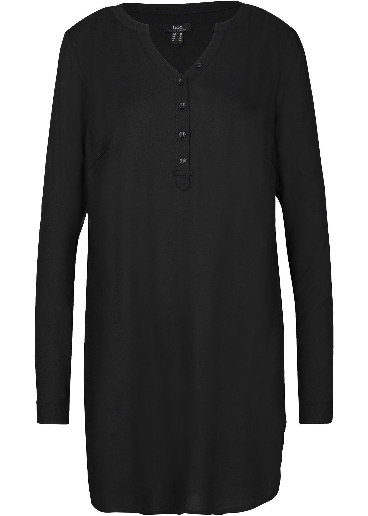 Blouse longue en viscose à col Henley