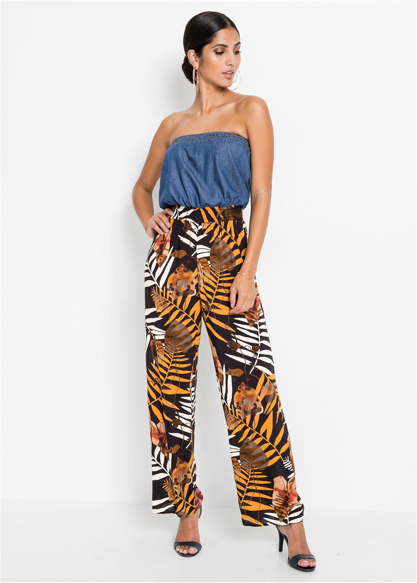 Combi pantalon bustier à imprimé