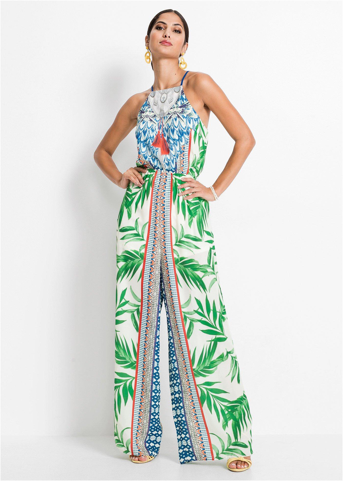 Combipantalon dos nu à imprimé