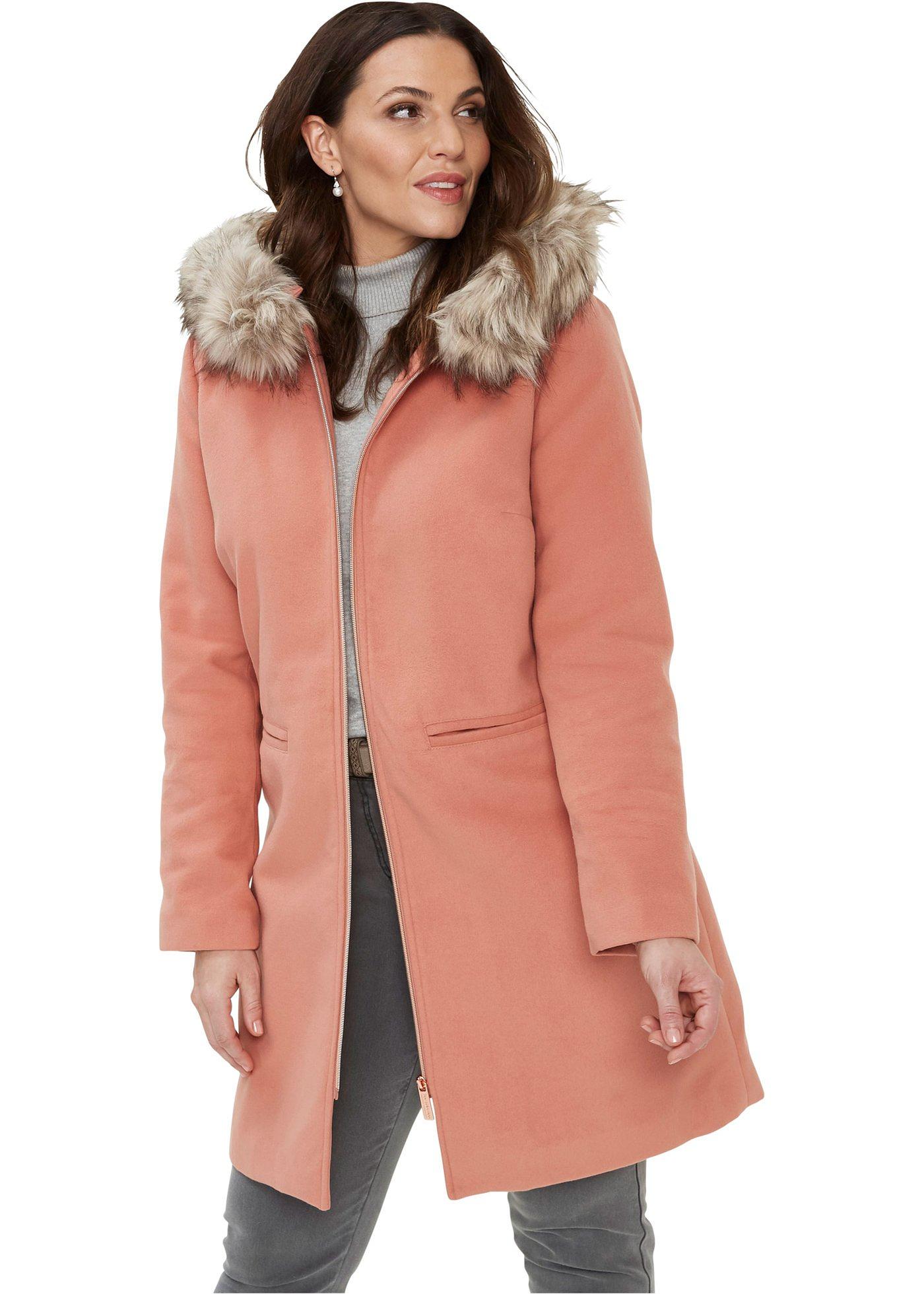 Manteau court à col en fausse fourrure