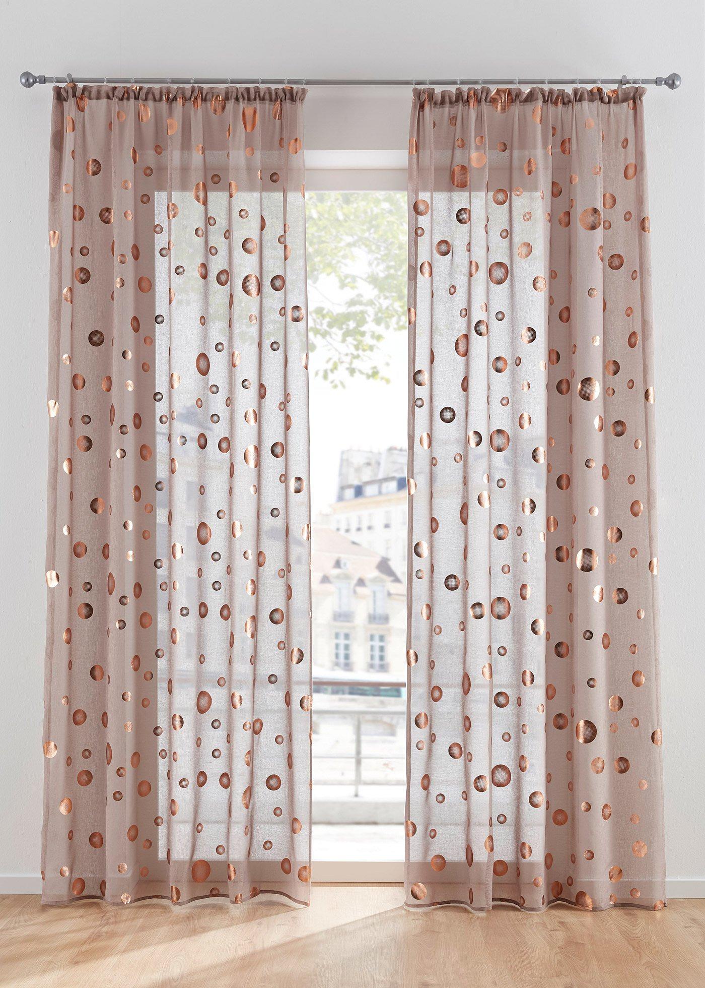 Voilage transparent imprimé doré (1 pce.)