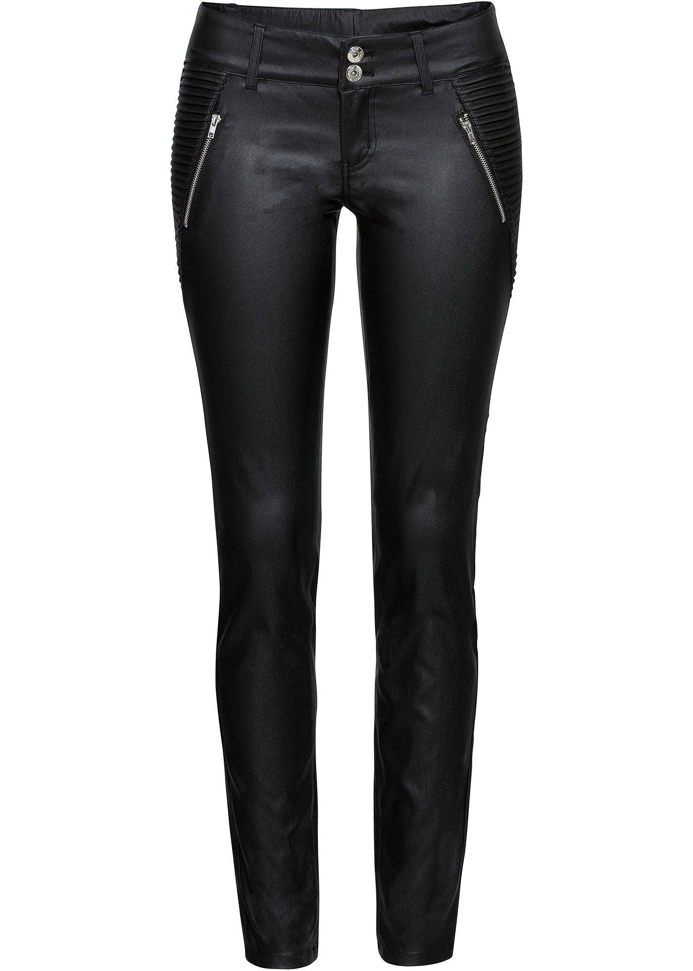 Pantalon synthétique imitation cuir style motard