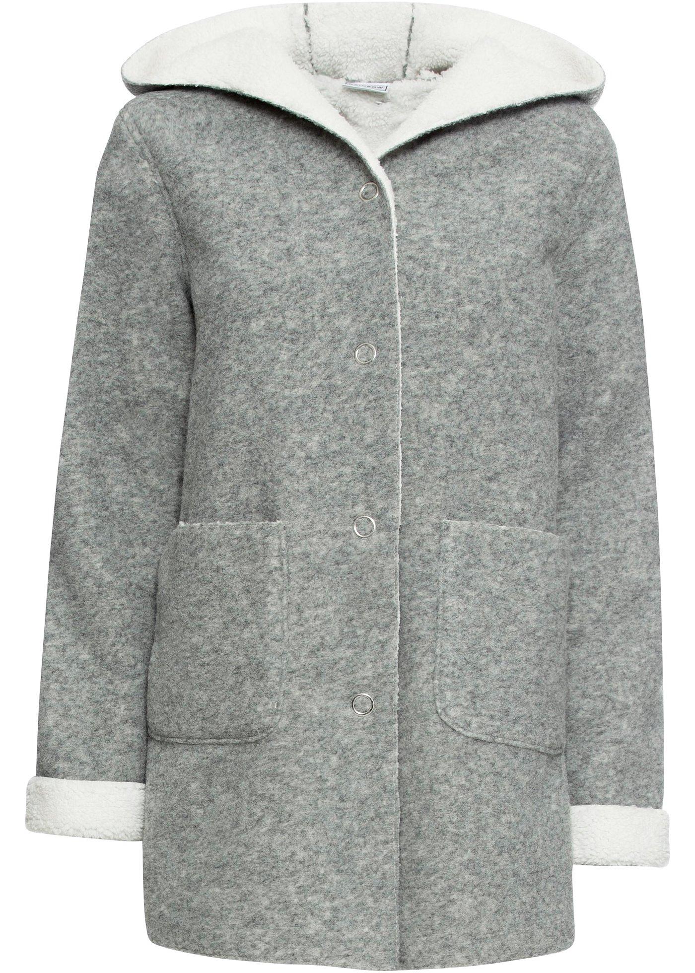 Manteau court avec doublure peluche, manches longues
