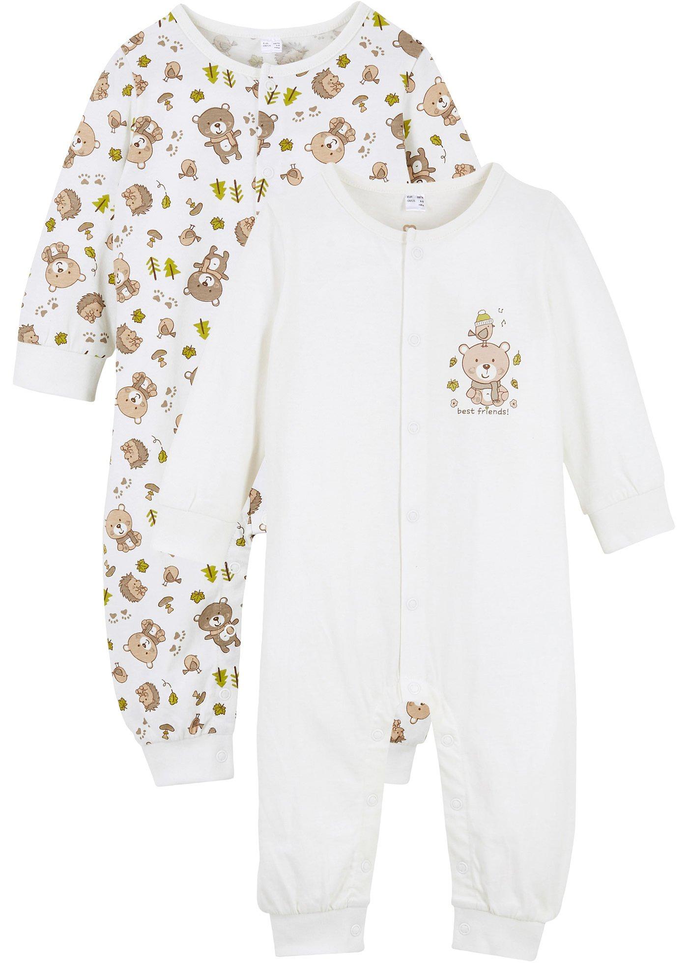 Lot de 2 grenouillères bébé coton bio