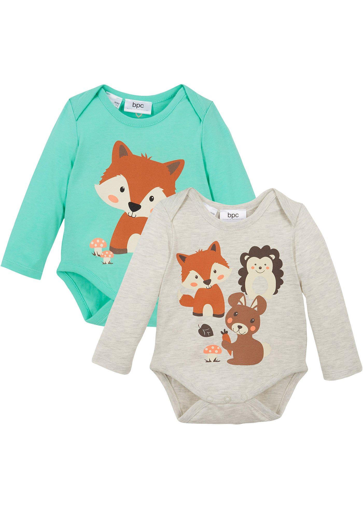 Lot de 2 bodies bébé manches longues coton bio