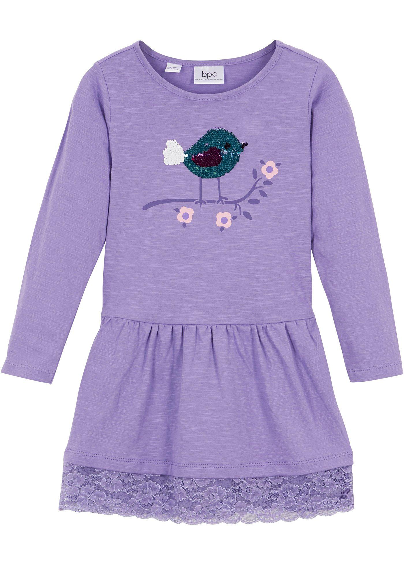 Robe fille en jersey à paillettes réversibles