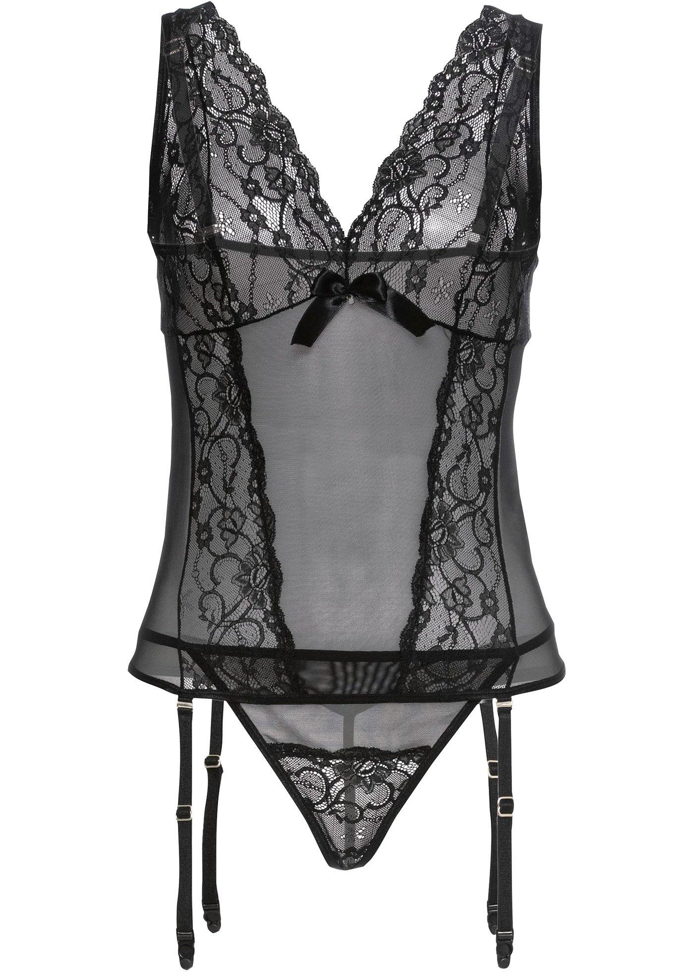 Top porte-jarretelles + string (Ens. 2 pces.)