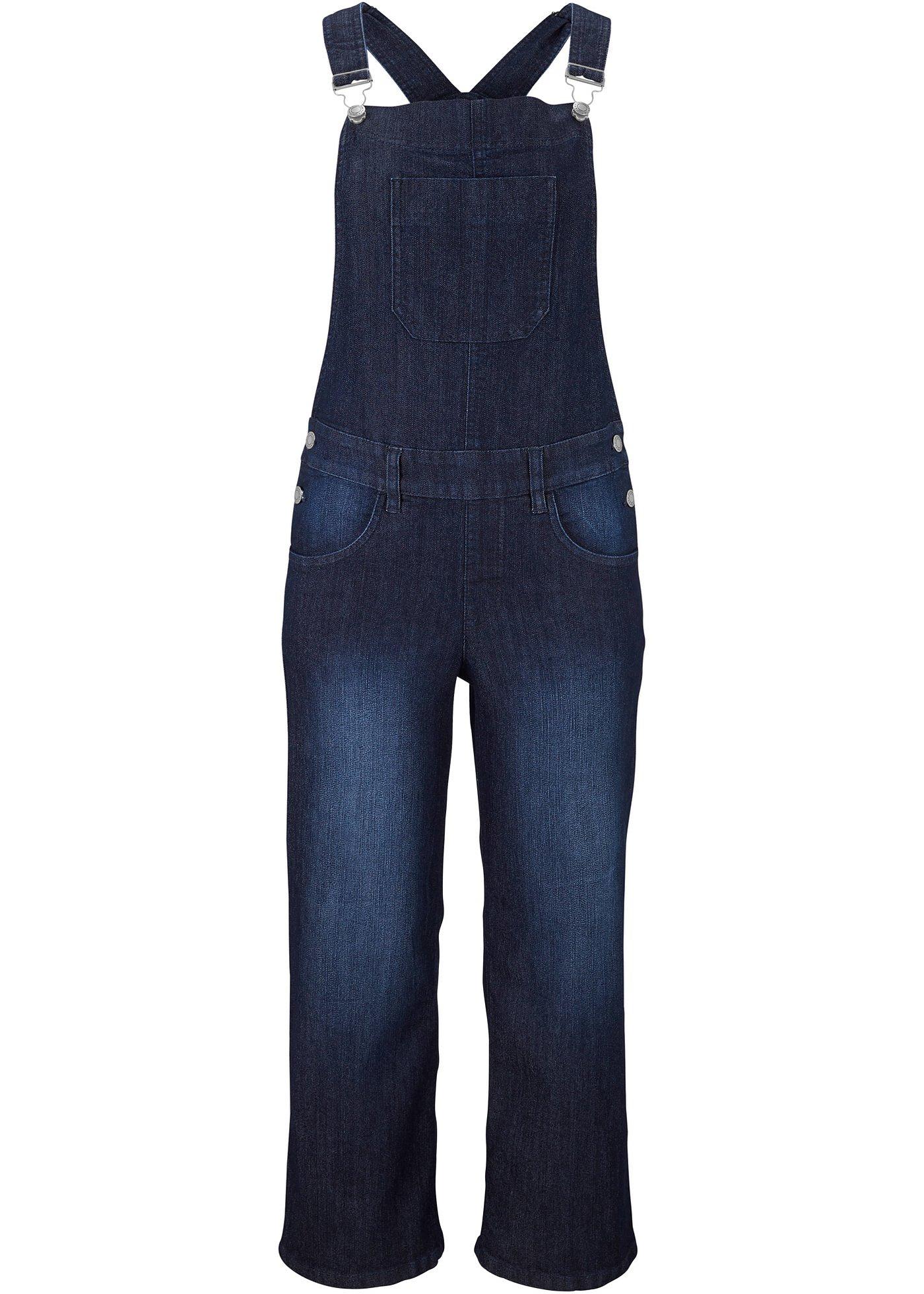Salopette en jean confort stretch, Wide